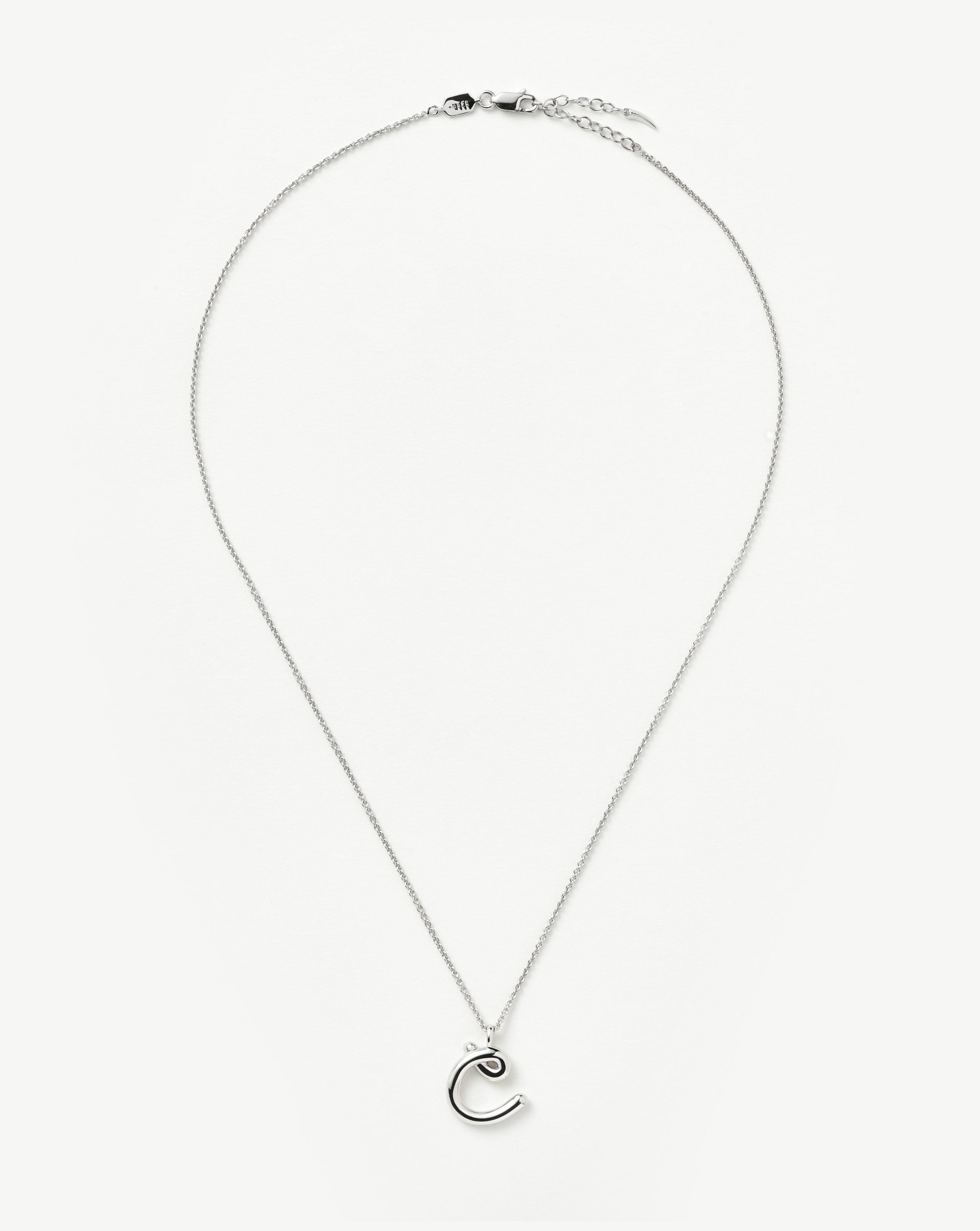 Curly Molten Initial Pendant Necklace - Personalized Sterling Silver Jewelry for Women | Gift for Her, Birthday, Anniversary, Valentine's Day