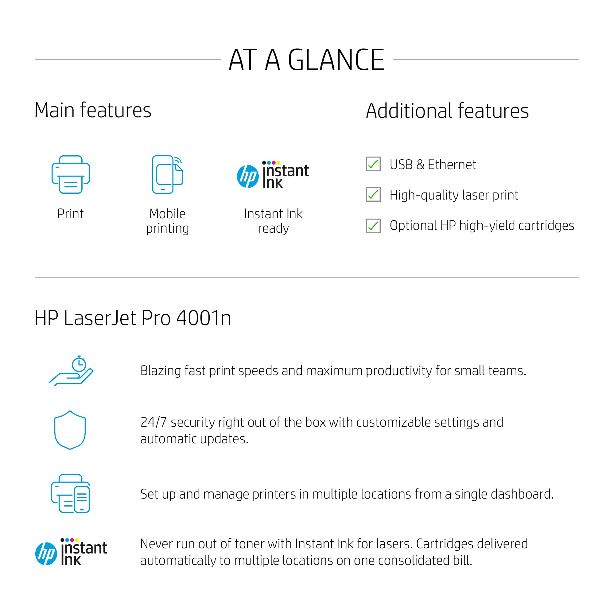 Renewed HP LaserJet Pro 4001n Black & White Laser Printer - Fast & Reliable Office Printing | Ideal for Small Businesses & Home Offices