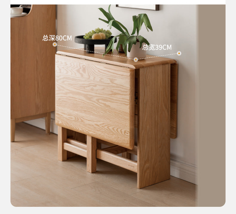 Solid Oak Folding Dining Table - Extendable Wooden Table for Small Spaces | Perfect for Apartments, Patios & Outdoor Entertaining