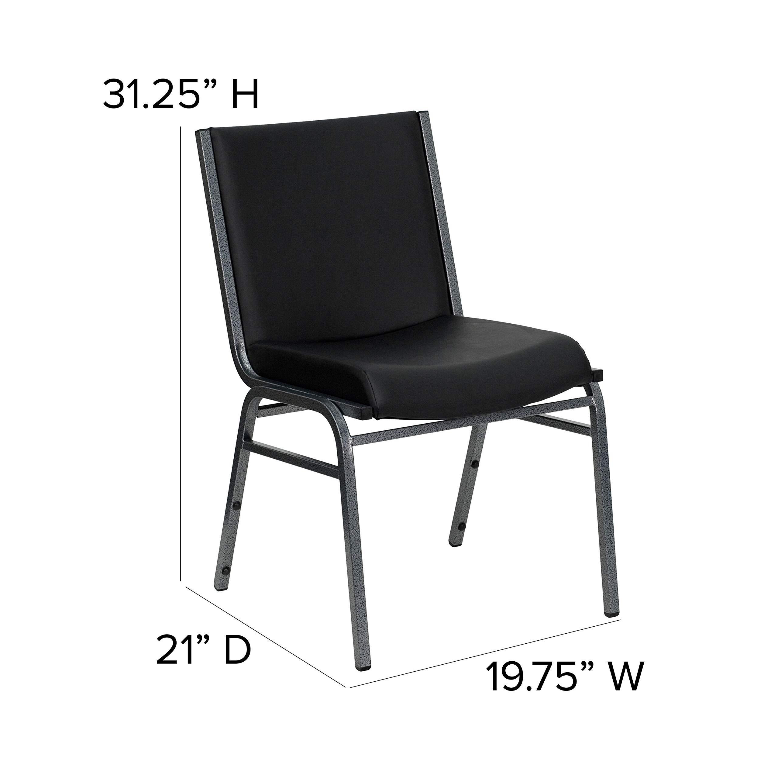 4 Pack Heavy Duty Black Vinyl Stackable Chairs - Commercial Reception Furniture for Office, Conference Room, and Event Seating