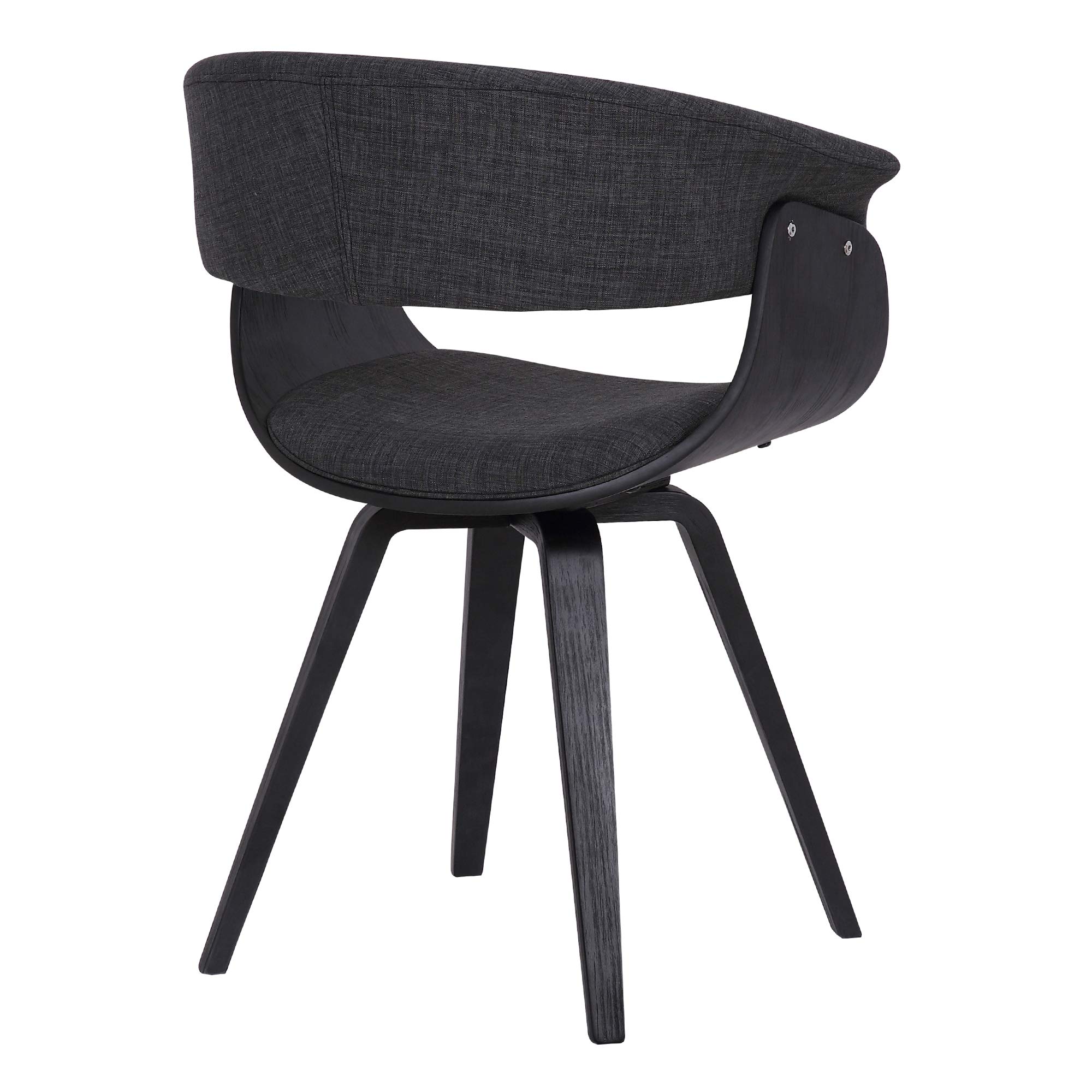 Armen Living Summer Mid Century Modern Dining Chair - Charcoal Fabric & Black Wood Finish - Perfect for Kitchen, Dining Table, Office Desk & Vanity
