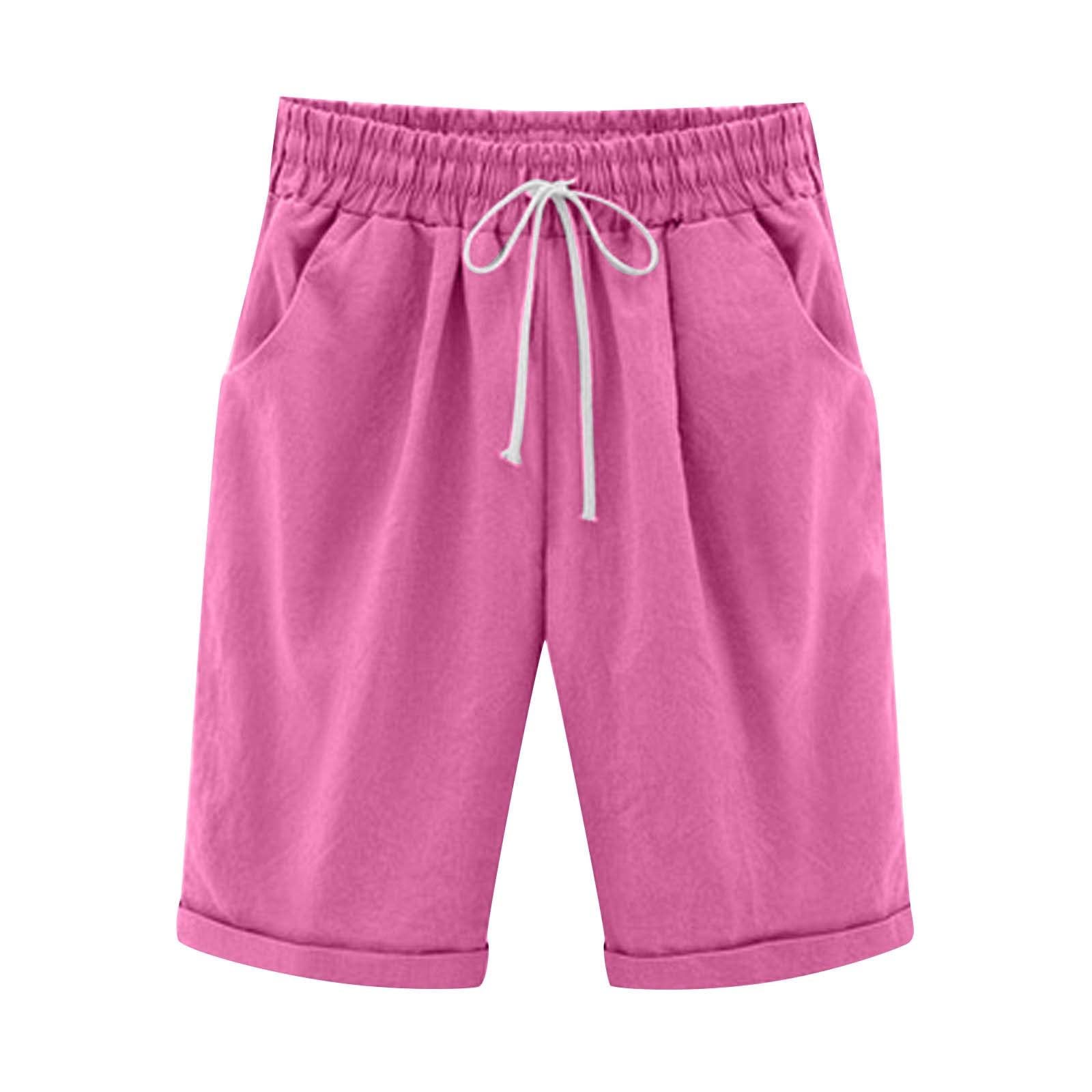 Plus Size Women's Bermuda Shorts - Soft Cotton Linen, Elastic Waist for Summer Comfort