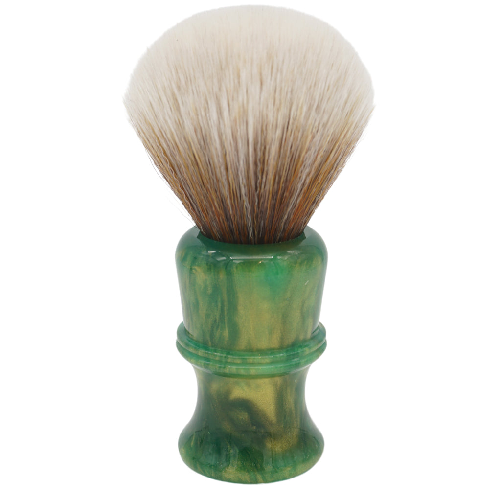 AP Shave Co. 26mm SynBad Bulb Synthetic Shaving Brush - Golden Emerald Green | Premium Wet Shaving Tool for Men | Perfect for Daily Grooming & Luxury Shaving Routine