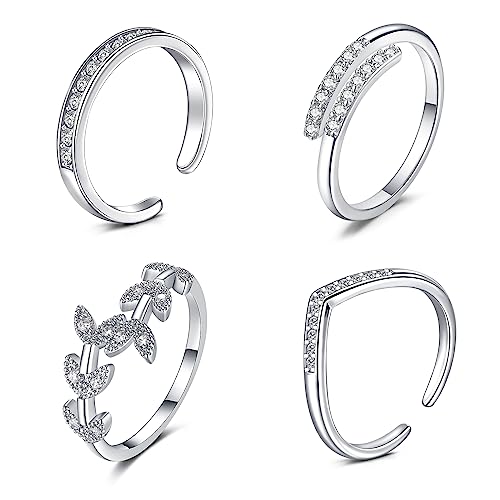 4pcs-silver toe rings Style A