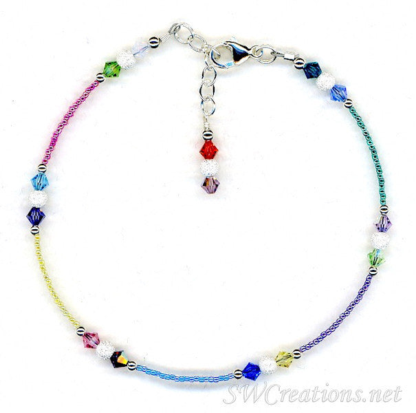 Crystal Sparkle Mix Beaded Anklet - Elegant Adjustable Ankle Bracelet for Women | Perfect for Beach, Summer & Boho Fashion