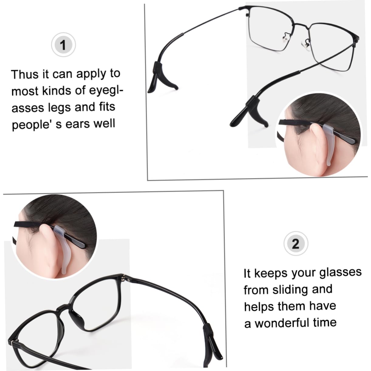 Uonlytech 30 Pairs Non-Slip Silicone Glasses Nose Pads & Anti-Slip Glasses Hooks - Soft Comfortable Eyewear Accessories for Reading Glasses, Sunglasses & Safety Glasses - Perfect for Sports, Work & Daily Use
