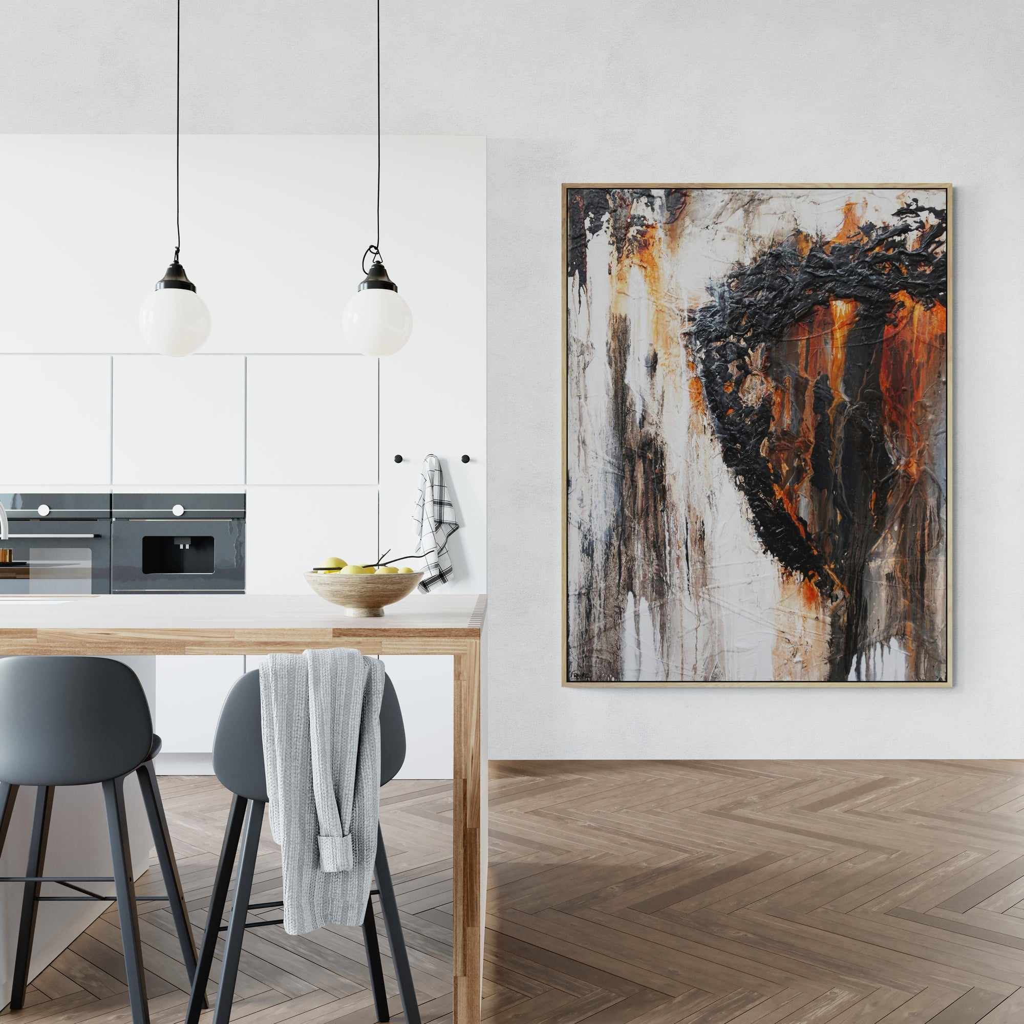 Ghost Gum 140cm x 180cm Rust Oxide Black Textured Abstract Canvas Art Painting - Modern Wall Decor for Living Room, Bedroom, Office