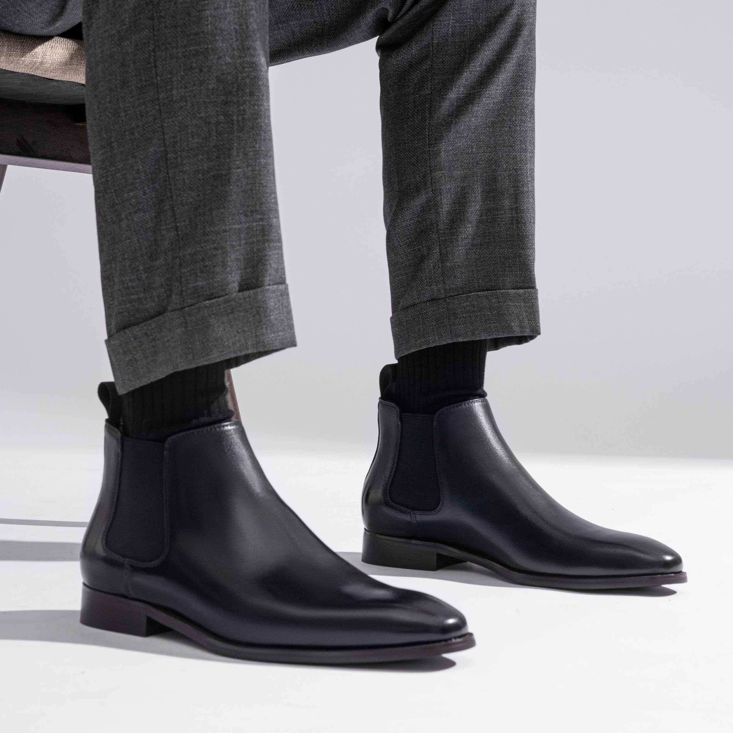 Jousen Men's Chelsea Boots - Polished Leather Dress Boots, Stylish Classic Retro Slip-On Boots for Men | Perfect for Business Casual, Office Wear & Night Out
