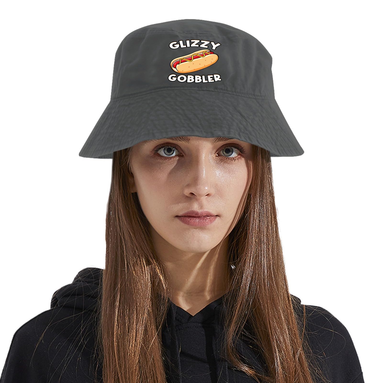 Funny Hot Dog Glizzy Gobble Bucket Hat - Foldable Men's Summer Hat for Basketball, Beach & Outdoor Activities