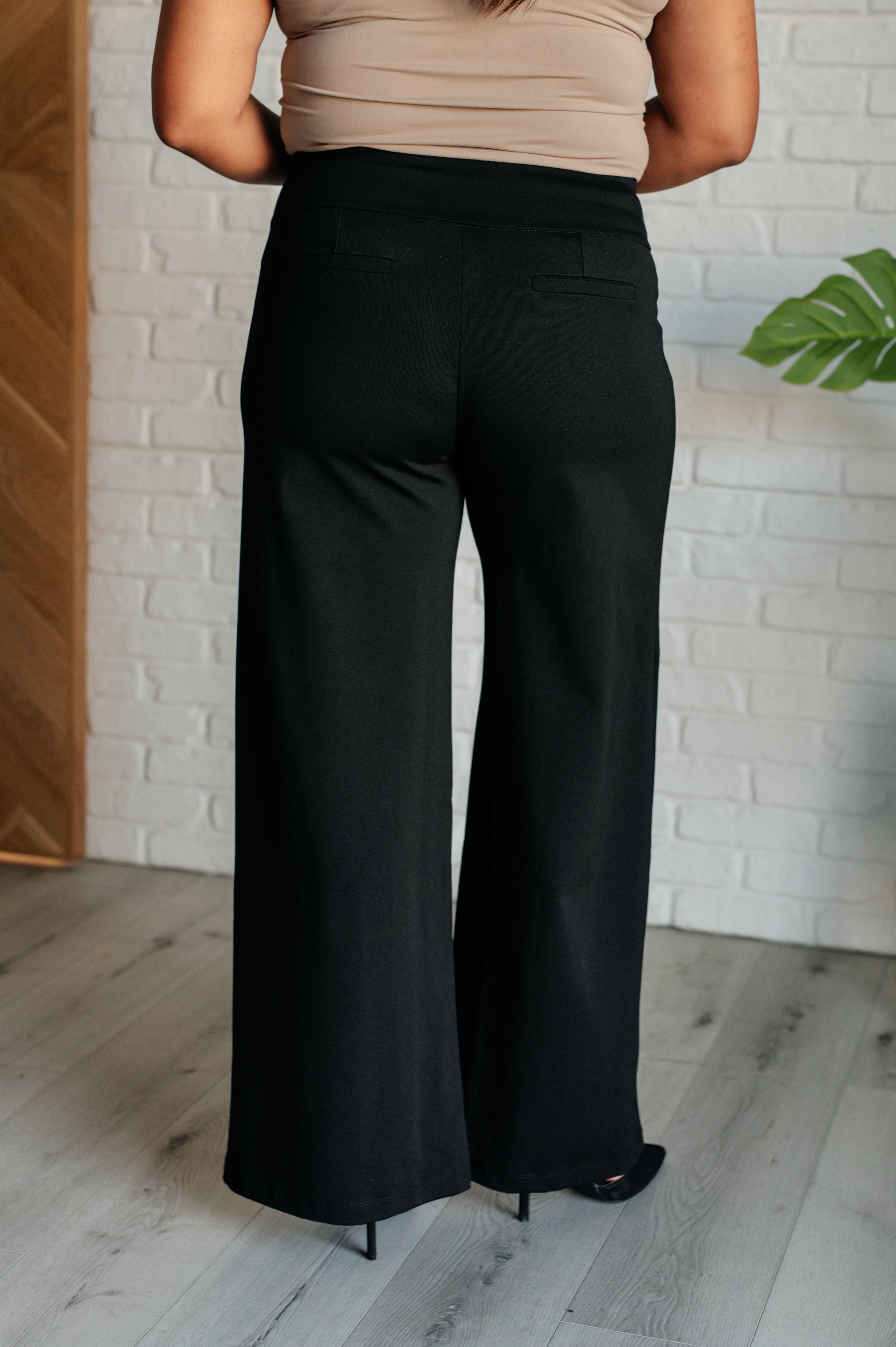 Magic Wide Leg Pants for Women - Stretchy High Waist Black Palazzo Trousers | Comfortable Office Wear & Casual Outfits