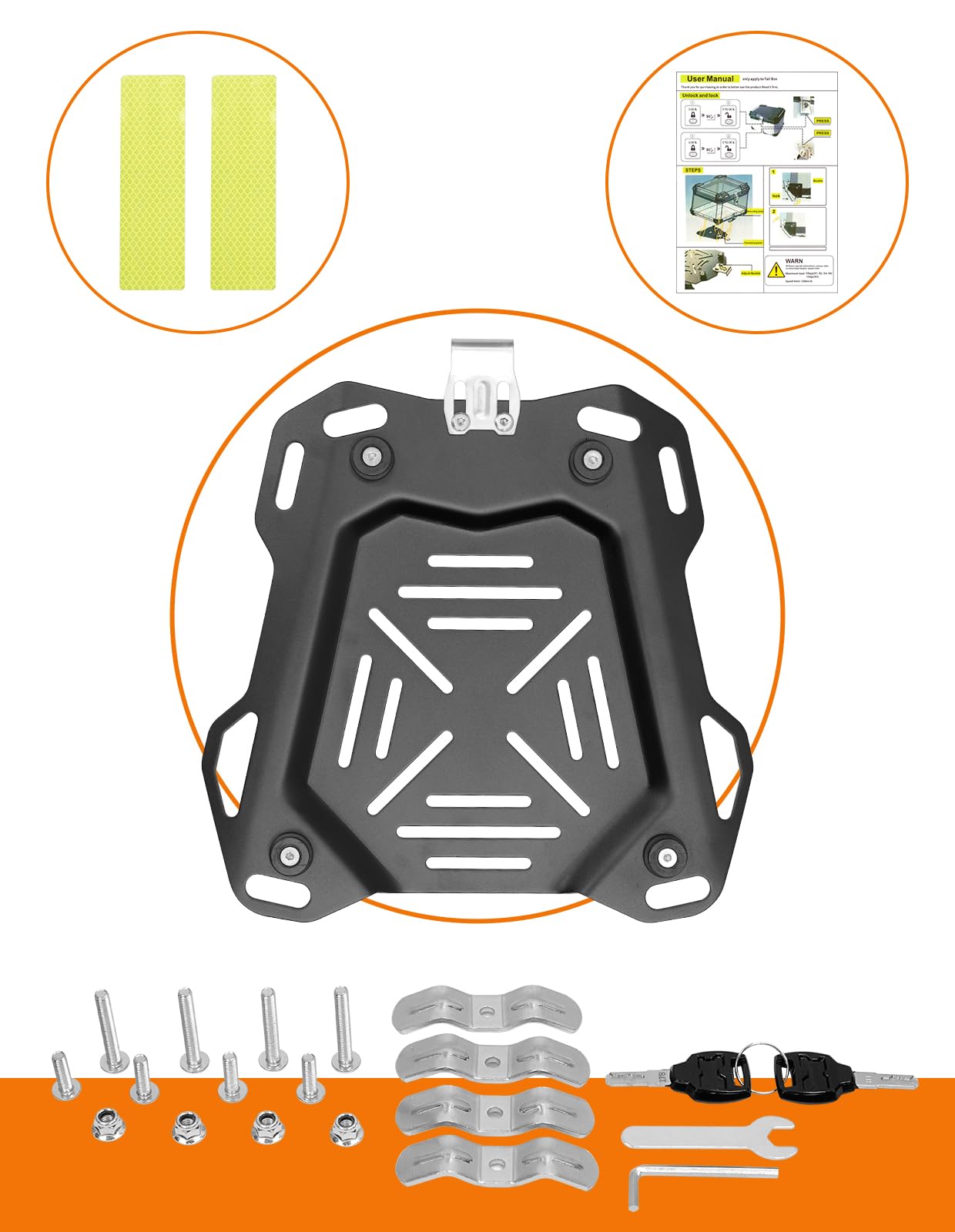 100L Waterproof Aluminum Motorcycle Top Case - Universal Motorcycle Luggage Trunk with Bracket Base Plate for Helmet & Storage | Durable Motorcycle Accessories for Touring, Commuting & Road Trips (Black)