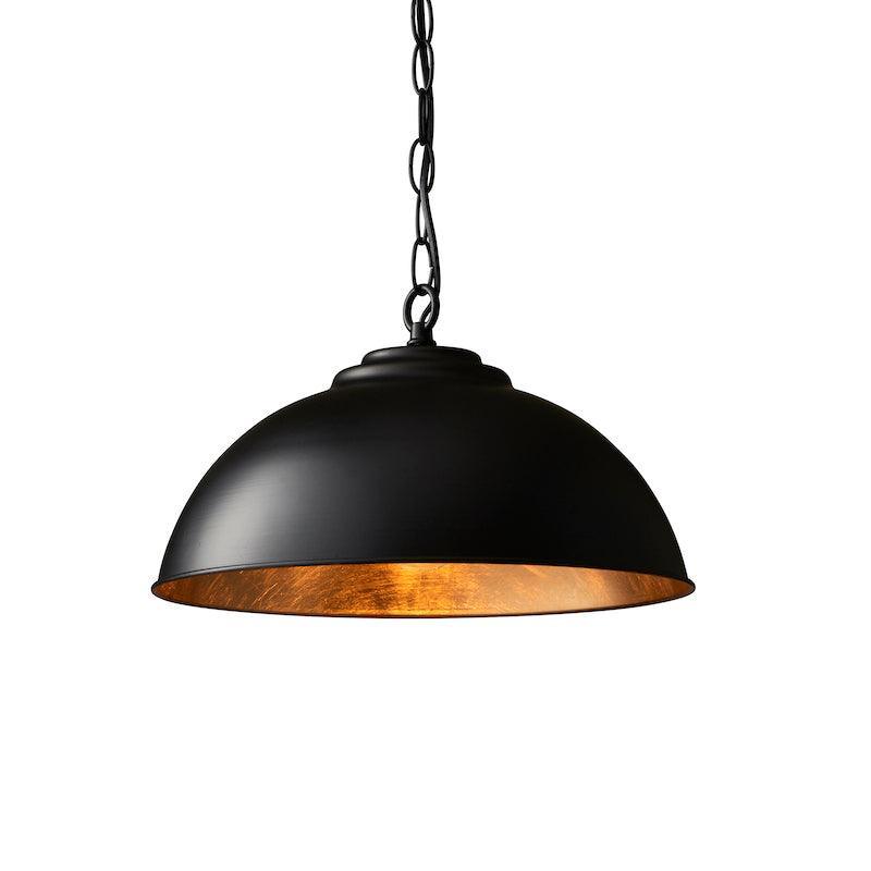 Coleman Gloss Black & Gold Leaf Finish Pendant Ceiling Light - Modern Chandelier for Dining Room, Kitchen Island & Bedroom Lighting
