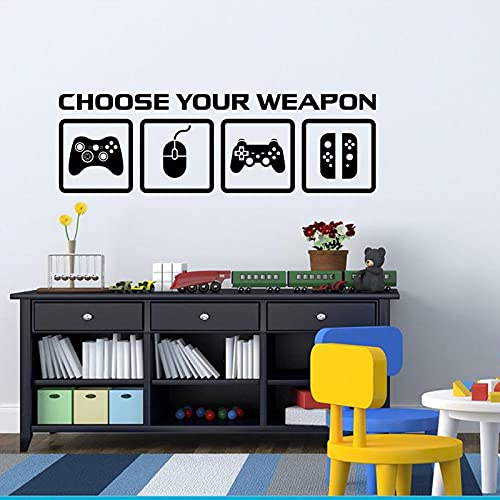 Custom Gaming Wall Decals - Choose Your Weapon Quotes & Game Controller Stickers for Boys Bedroom, Kids Room & Gaming Room Decor (22.4