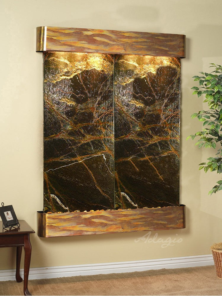 Adagio Majestic River Round Rustic Copper Green Marble Tabletop - MRR1005 | Elegant Home Decor for Dining Room, Living Room & Office