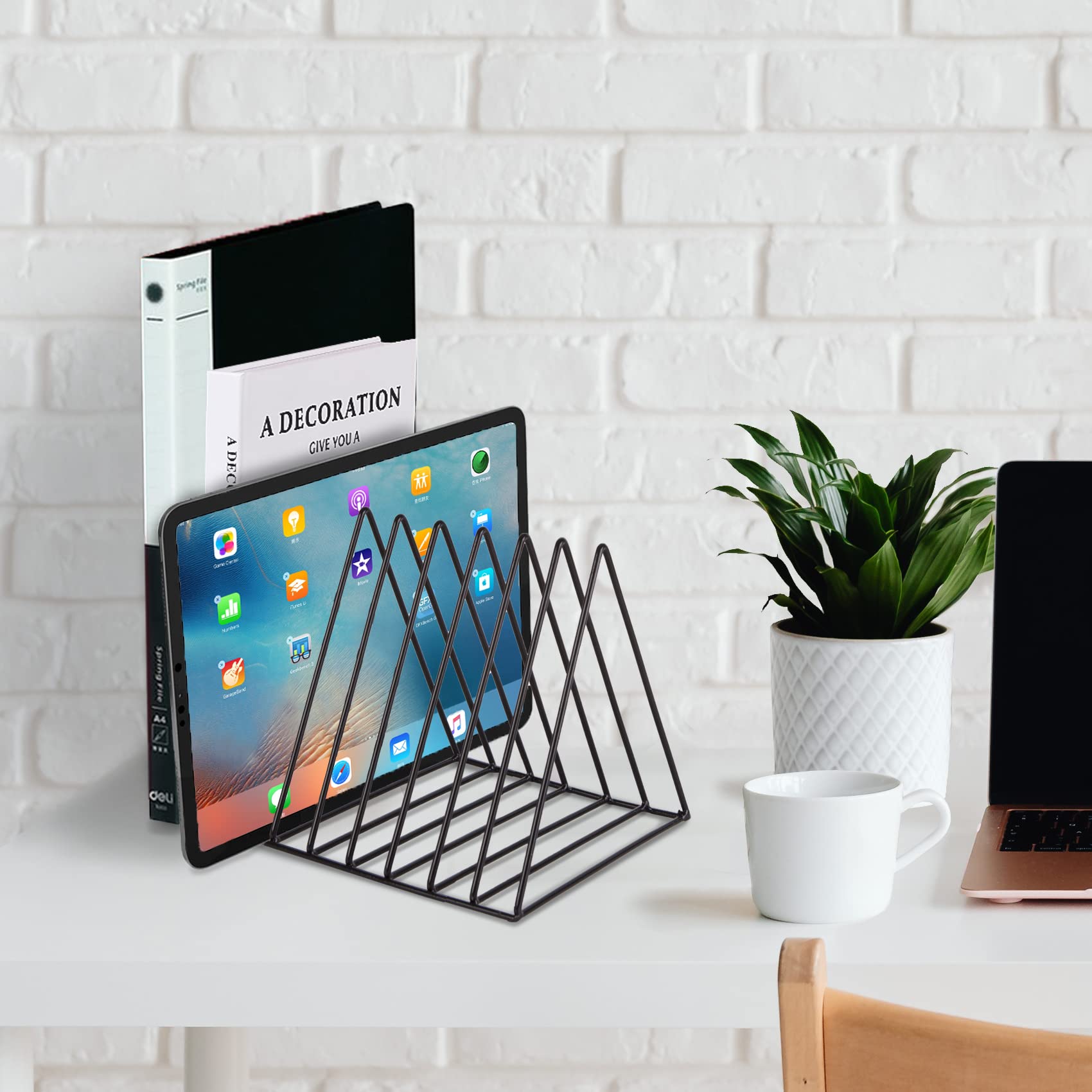2-Pack Vertical Desk File Organizer - Paper, Mail, Magazine & Book Holder for Office & Home Workspace Organization | Perfect for Desktop Storage & Display
