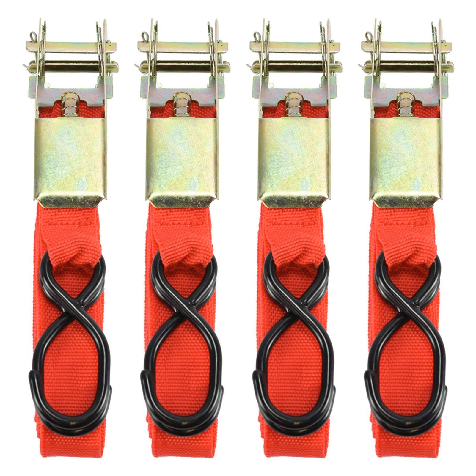 4-Pack 15-Inch Heavy-Duty Ratchet Tie Down Straps with Metal Buckles - Adjustable Cargo Straps for Truck, Motorcycle, Luggage & Moving - Secure Hauling for Road Trips, Shipping & Storage