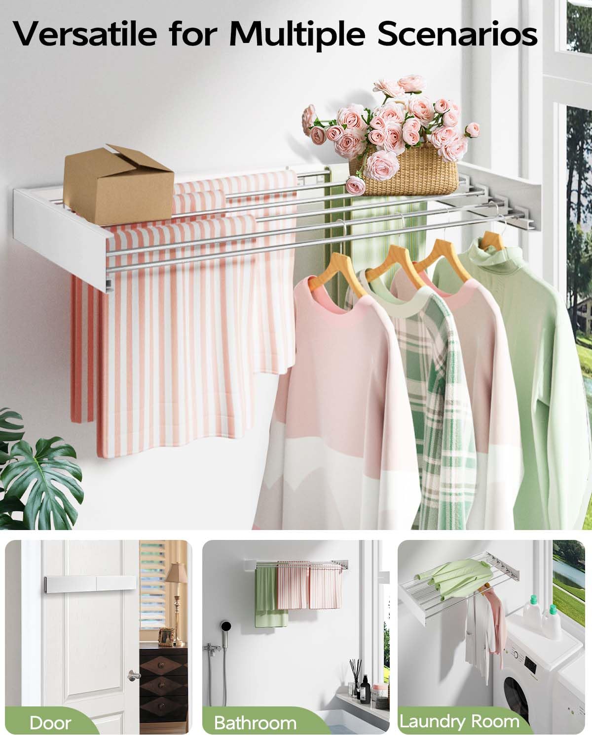 Foldable Wall Mounted Clothes Drying Rack 40