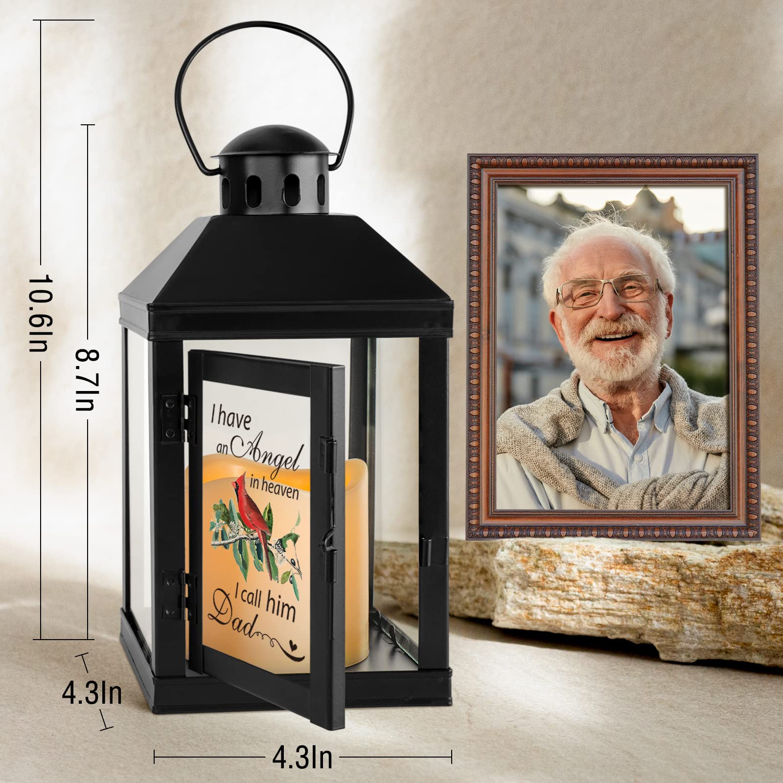 Memorial Lantern - Sympathy Gifts for Loss of Father, Bereavement & Remembrance Gifts for Funeral, Memorial Service & Home Decoration