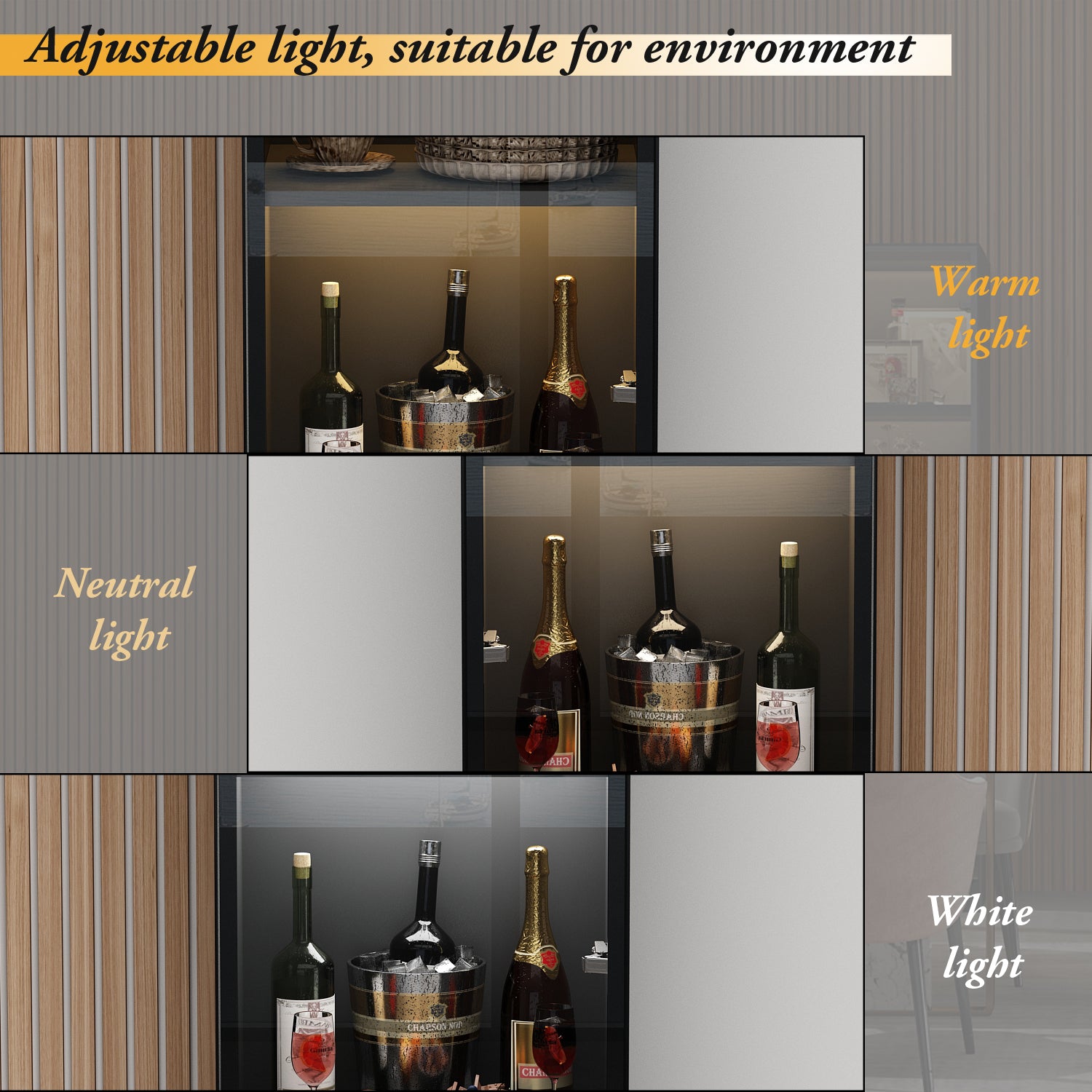 Modern LED Display Storage Cabinet with Tempered Glass Doors - Perfect for Living Room, Bedroom & Office Organization