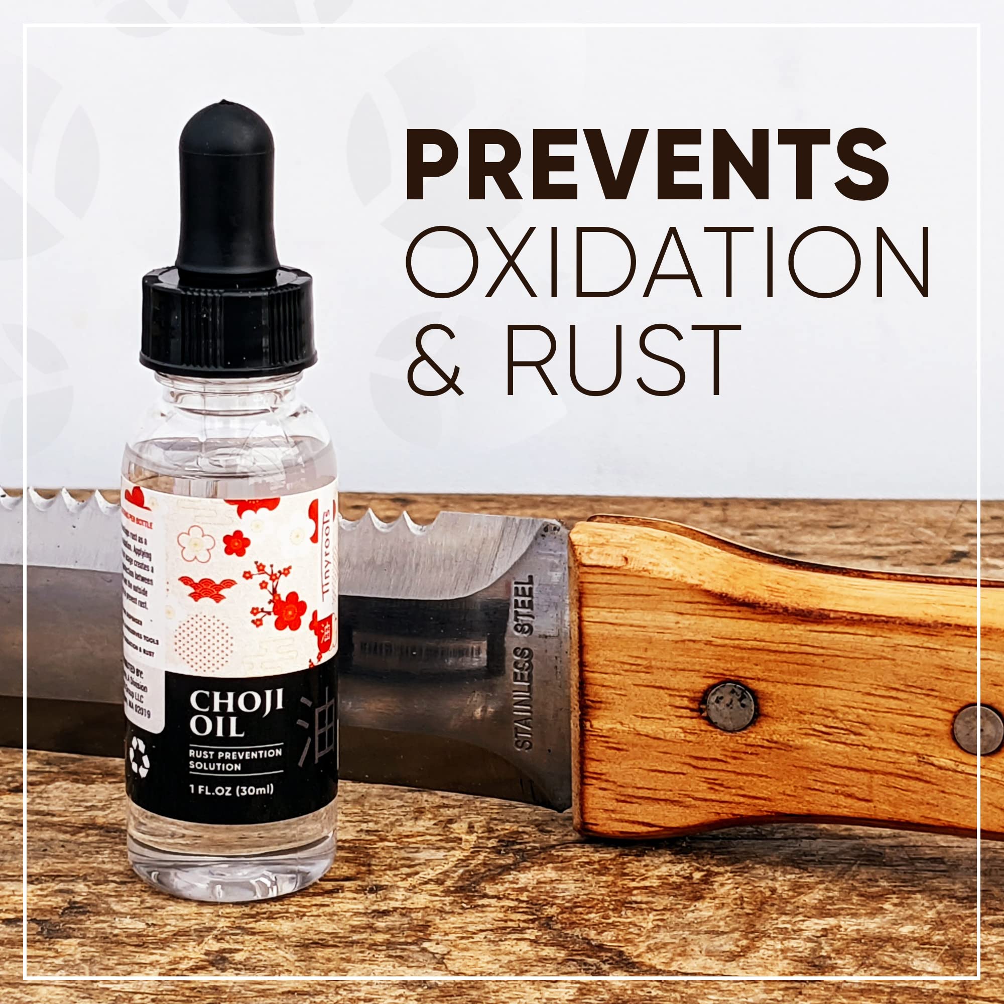 Tinyroots Choji Oil Tool Cleaning Kit - Restores & Protects Swords, Knives, Bonsai Tools - Includes Rust Eraser & Lint-Free Cloth - Perfect for Blade Maintenance, Garden Tool Care & Japanese Sword Preservation