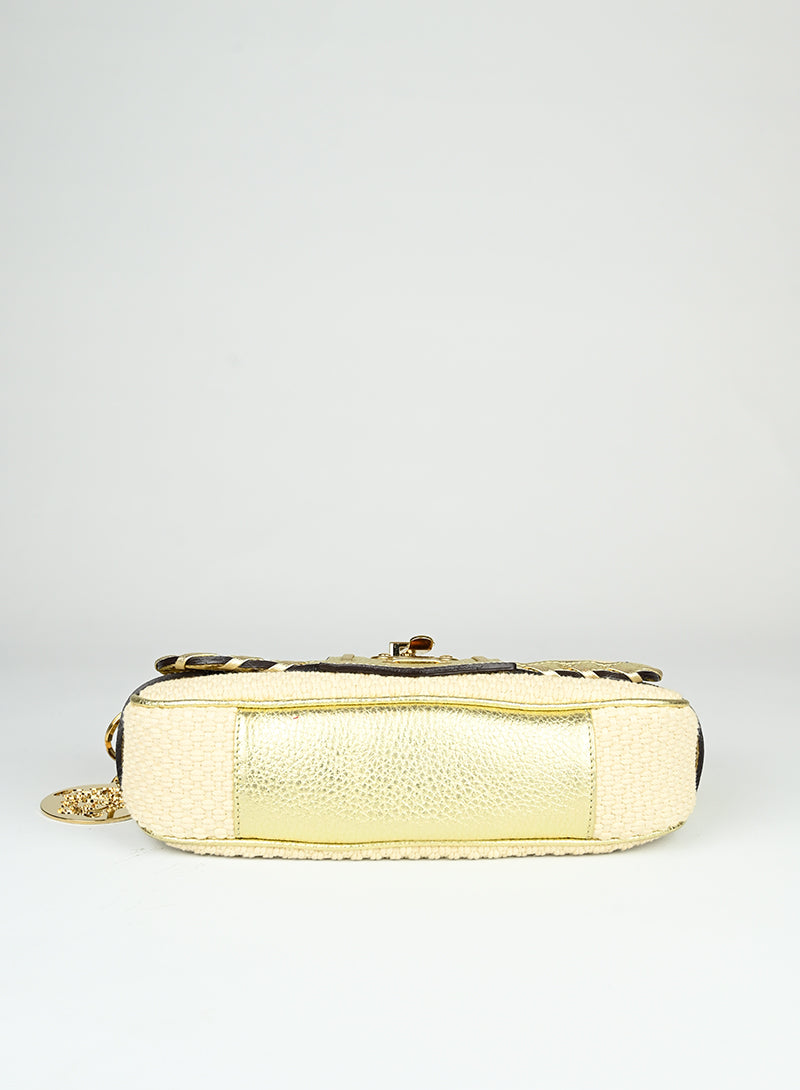 Versace Shoulder Bag in Cream Knit - Elegant Designer Handbag for Women, Perfect for Parties, Work & Everyday Use