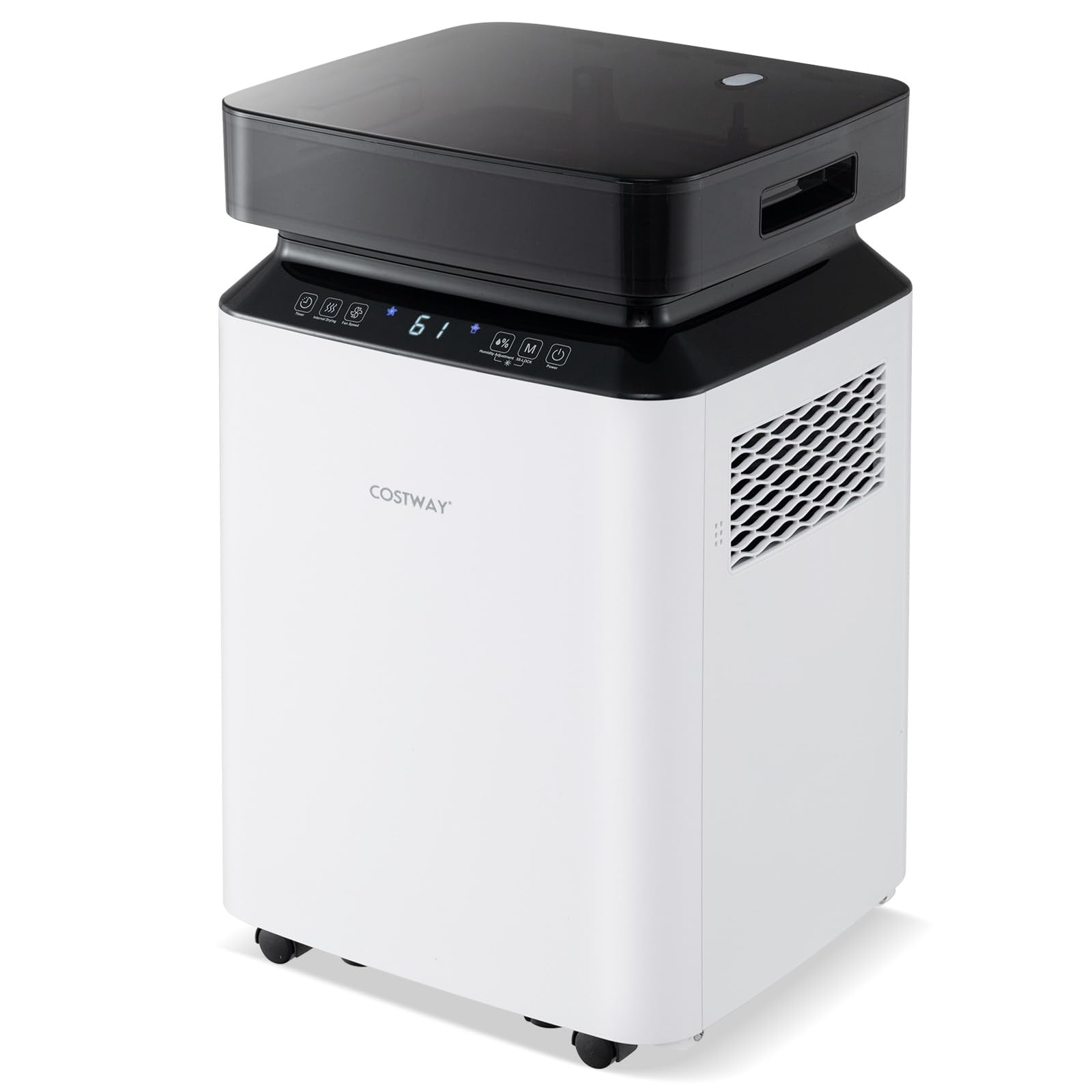 COSTWAY 70 Pints Dehumidifier with Built-in Pump - Smart Humidity Control for Home & Basement - 24H Timer, 2.2 Gal Water Tank & Multiple Drainage Options - Perfect for Damp Rooms, Laundry Areas & Moisture Control