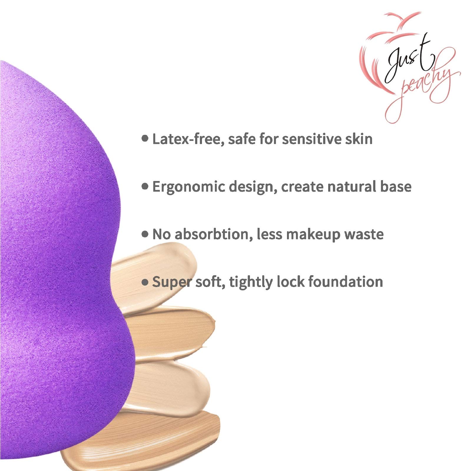 Just Peachy Beauty Blender Sponge - Soft Makeup Blending Tool for Flawless Foundation & Concealer Application (Color May Vary) - Perfect for Professional Makeup Artists & Everyday Beauty Routine