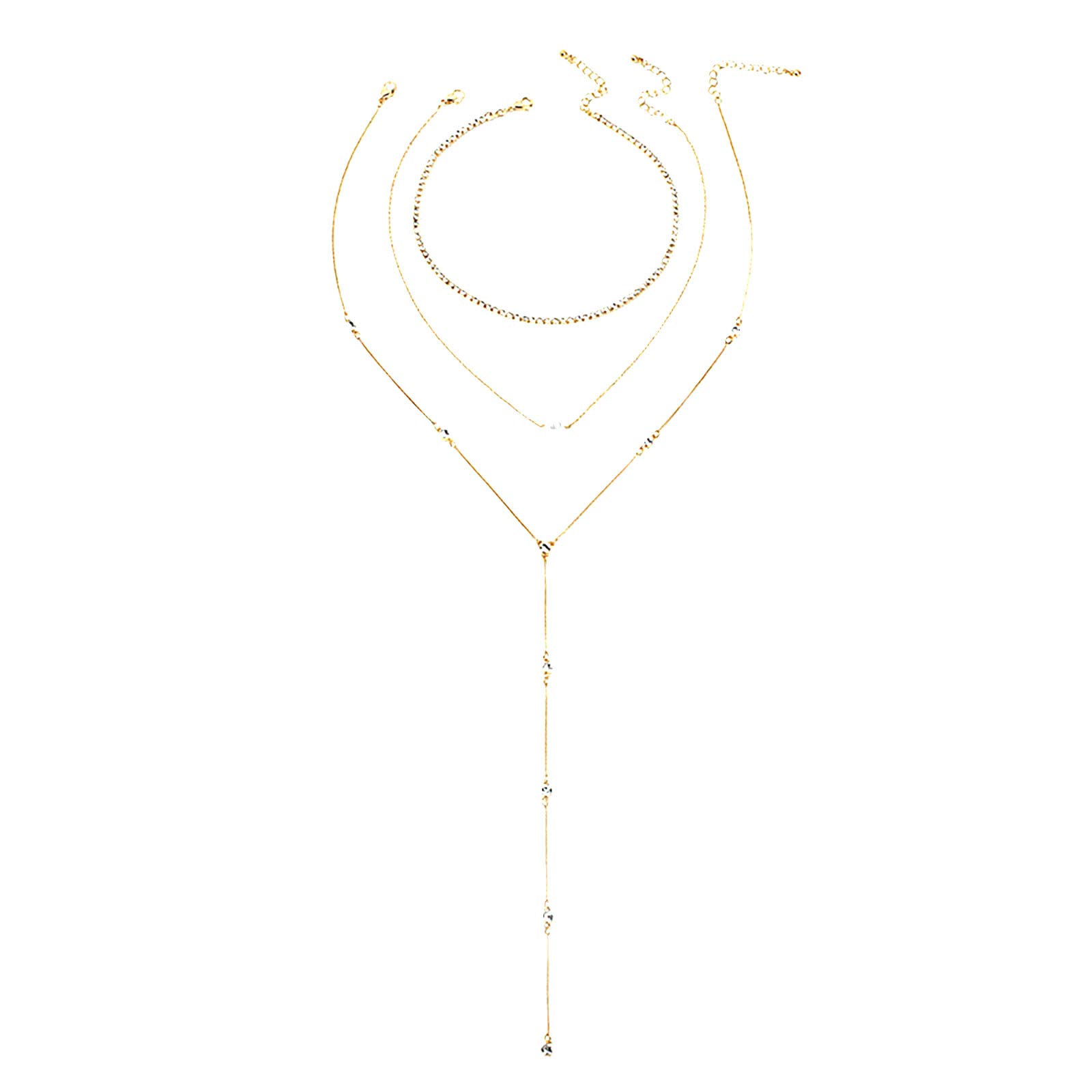 Elegant Moon Pearl Rhinestone Long Chain Necklace for Women - Multicolor One Size Fashion Jewelry | Perfect for Evening Parties, Weddings & Date Nights