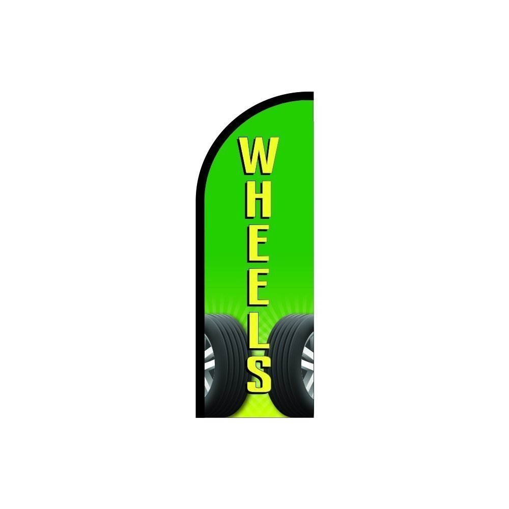 11.5' Feather Flag with Wheels Sign - Custom Business Advertising Banner for Outdoor Events, Grand Openings & Car Dealerships - Above All Advertising