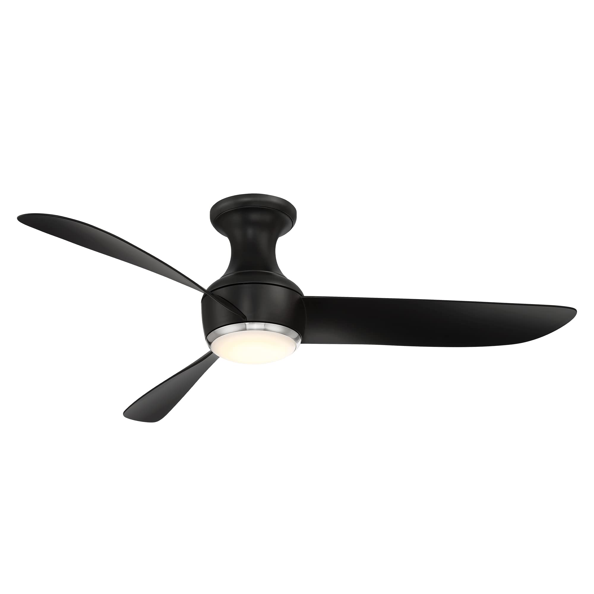 Corona Smart 52-Inch 3-Blade Flush Mount Ceiling Fan with LED Light Kit, Brushed Nickel Black, 3500K, Remote Control, Alexa, iOS & Android App Compatible for Living Room, Bedroom, and Patio