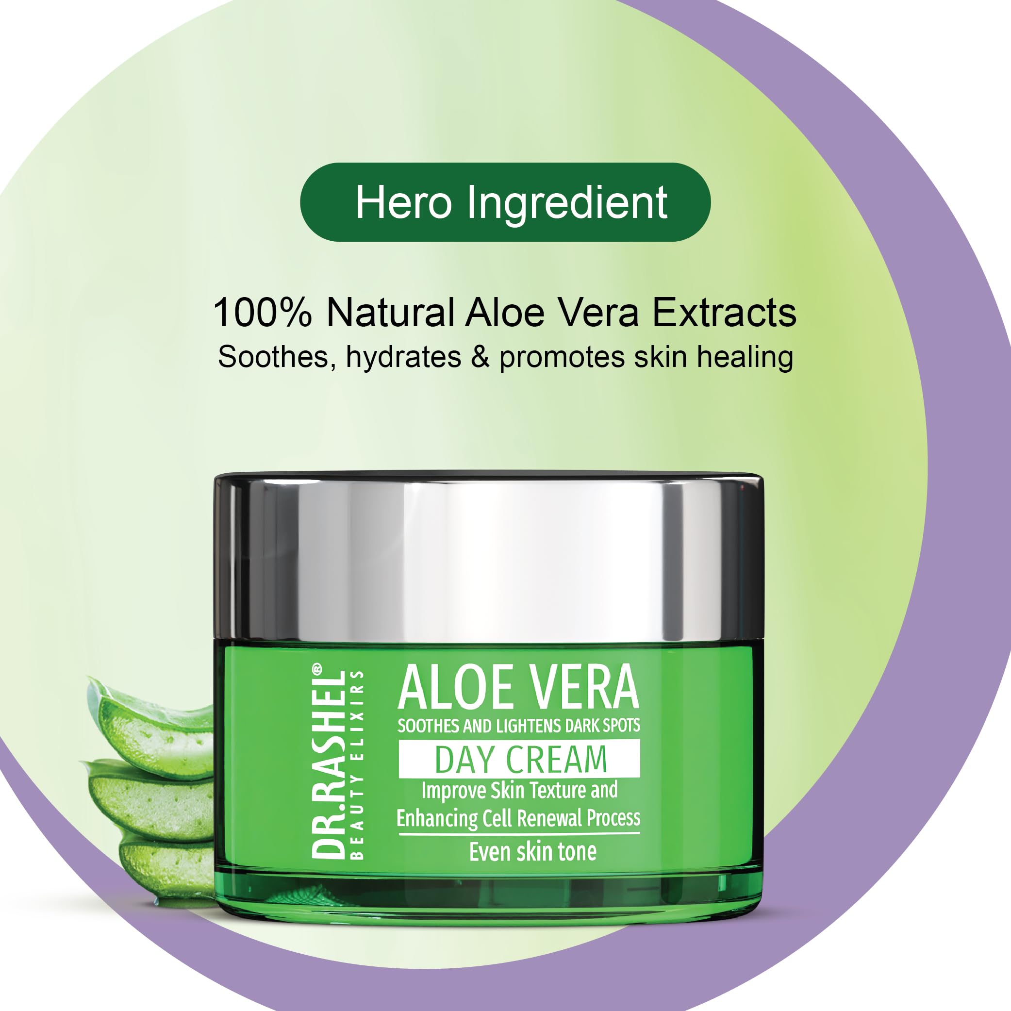 DR.RASHEL Aloe Vera Day Face Cream for Women & Men - All Skin Types - Vegan & Paraben Free - Deep Hydration & Moisturizing - Repair & Nourish Dry Skin - Use for Daily Skincare Routine & After Sun Care