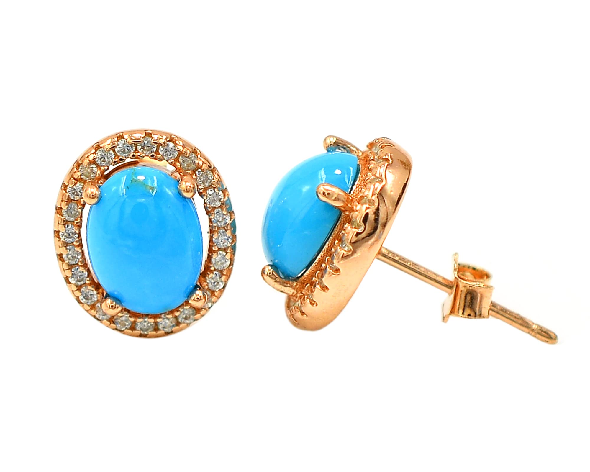 Natural Sleeping Beauty Blue Turquoise Gemstone Jewelry Set - 925 Sterling Silver Ring, Earrings & Pendant for Women | December Birthstone, Birthday Gift for Girlfriend, Friendship Gift | Perfect for Special Occasions, Date Nights & Everyday Elegance