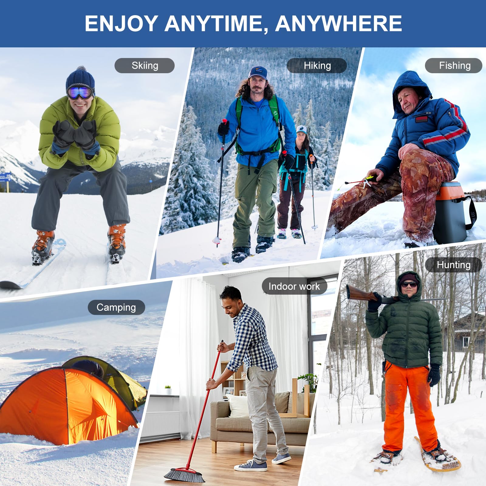 SNOW DEER Rechargeable Electric Heated Socks for Men & Women - Battery Powered Winter Warm Socks for Hiking, Skiing & Outdoor Activities