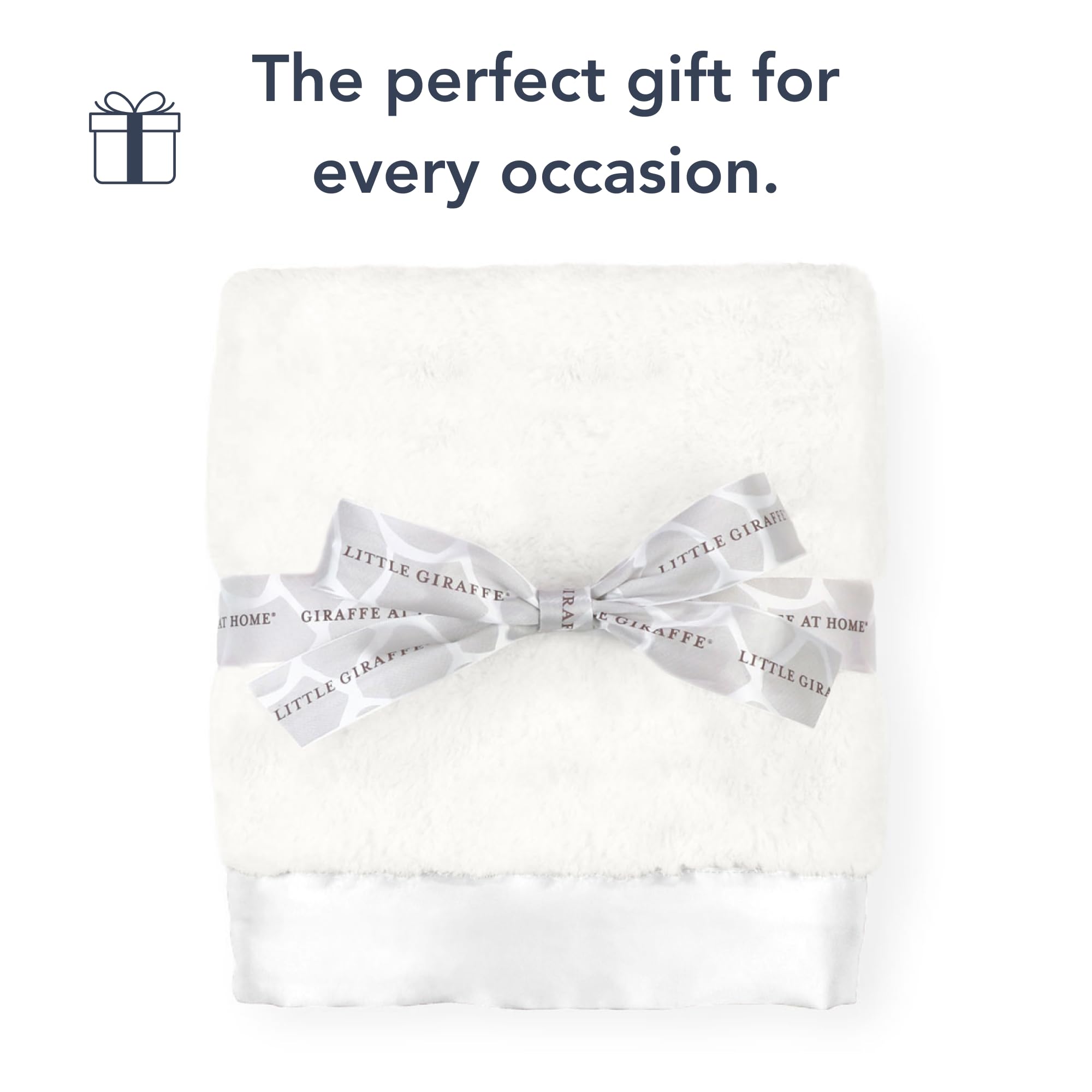 Little Giraffe Baby Blanket - Ultra Soft Luxe Blanket with Satin Trim - 29x35 Inch Cream Baby Stroller & Nursery Blanket - Perfect Newborn Gift & Essential for Swaddling, Cuddling & Photo Shoots