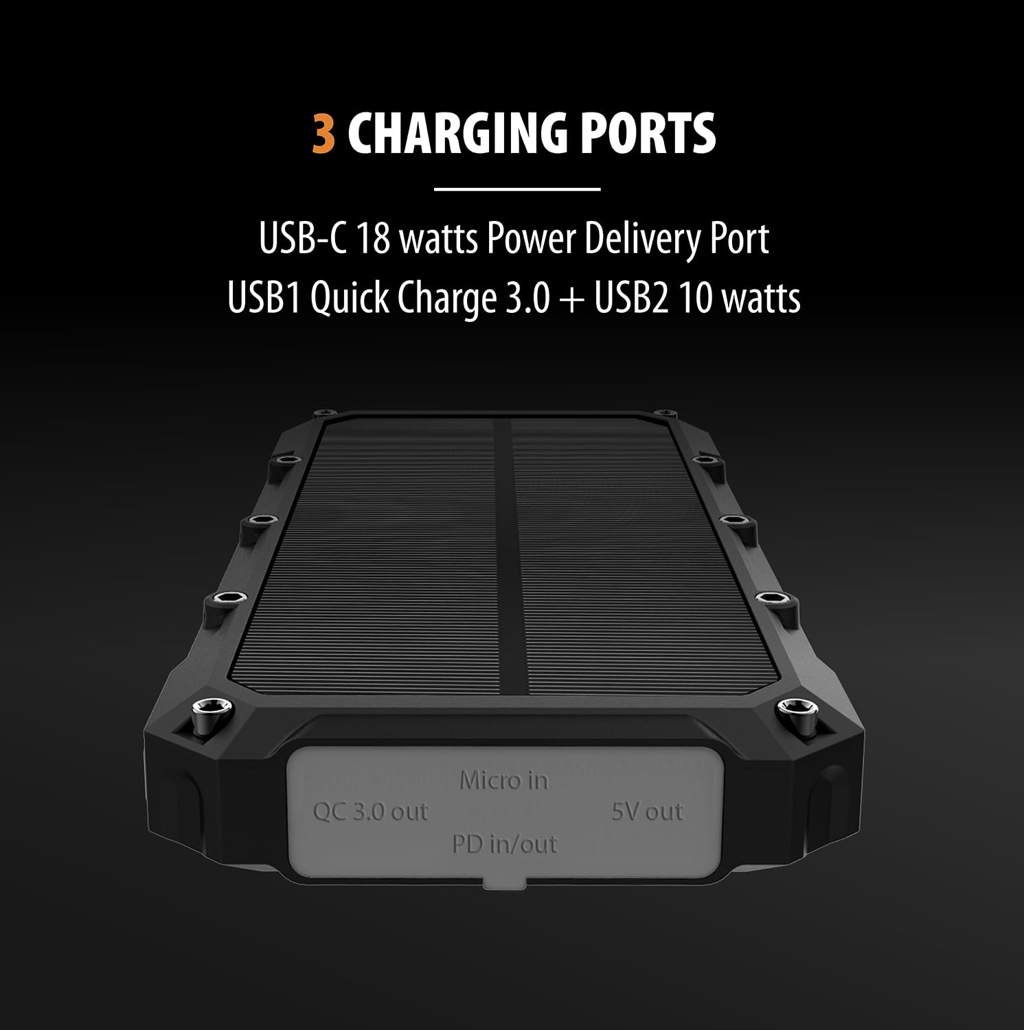 ToughTested 10000mAh Solar Charger - Waterproof IP65 Portable Power Bank with Wireless Charging | Perfect for Camping, Hiking & Outdoor Adventures