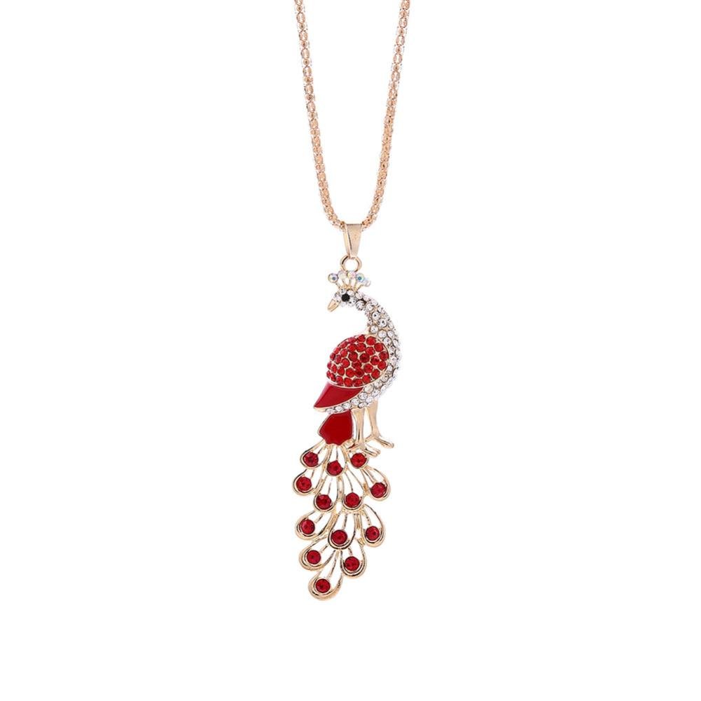 Becoler Peacock Crystal Rhinestone Pendant Necklace for Women - Elegant Sweater Chain Jewelry Gift for Party, Wedding & Daily Wear