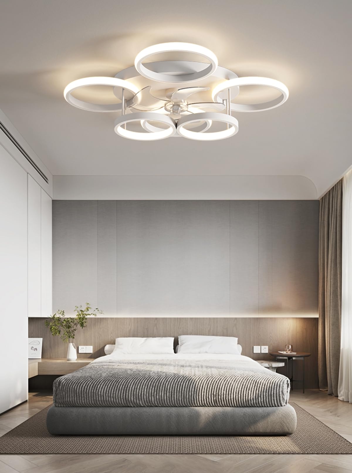 Anyeark 25.6-inch Smart Ceiling Fan with LED Light and Remote Control - 6 Speed Dimmable, Low Profile Flush Mount, Reversible Motor - Perfect for Living Room, Bedroom, Study or Office (White, Assembly Required)