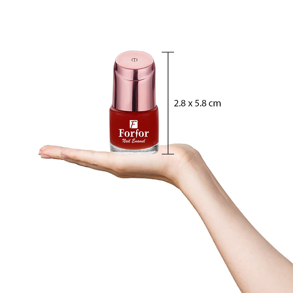 FORFOR® Perfect Stay Glossy Nail Polish - Classic Red Long Lasting Nail Lacquer with High Shine Finish | Perfect for Parties, Weddings & Everyday Wear