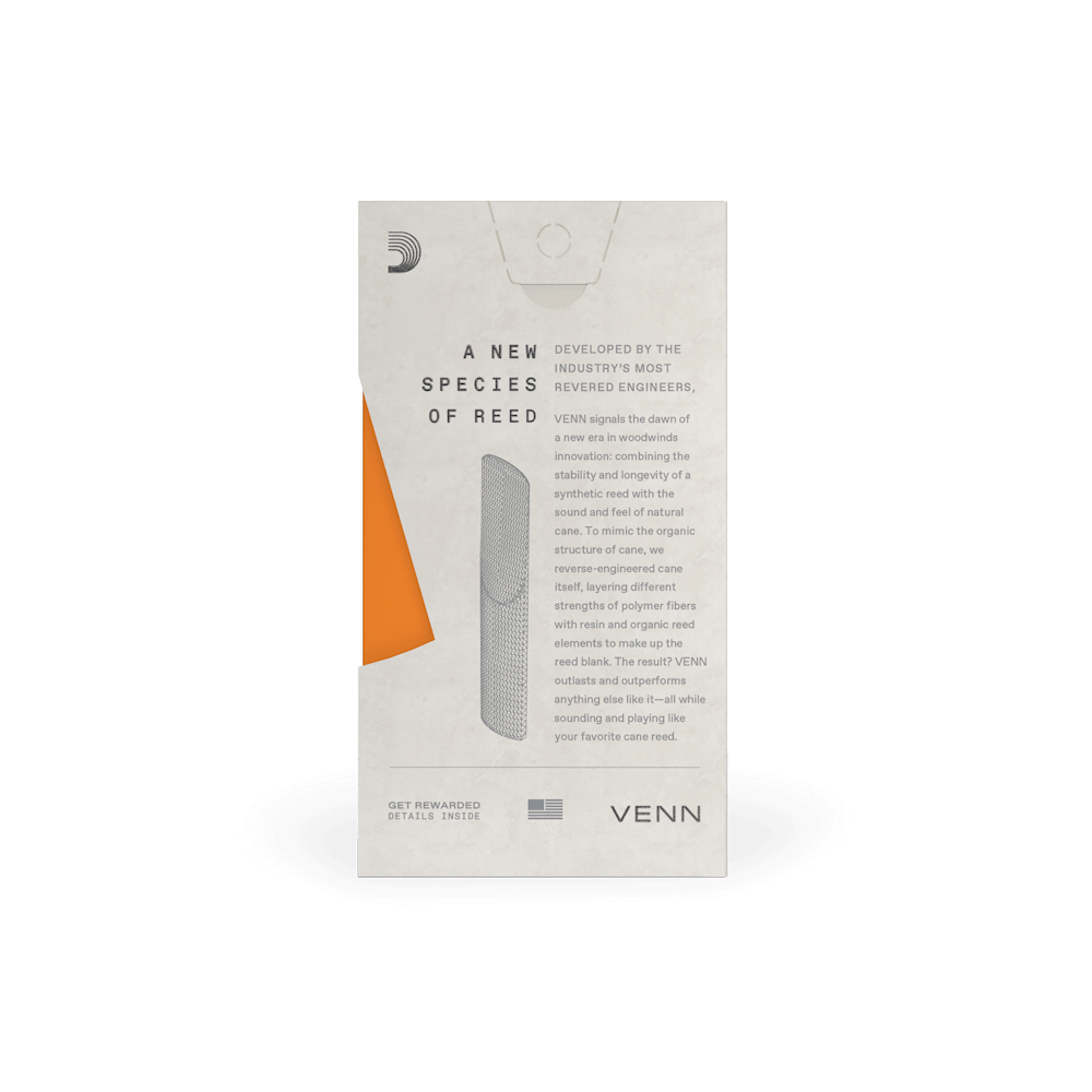 D'Addario VTS0130G2 Venn Tenor Saxophone Reed 3.0 Strength - Professional Sax Reeds for Jazz & Classical Music - Perfect for Performances & Practice Sessions