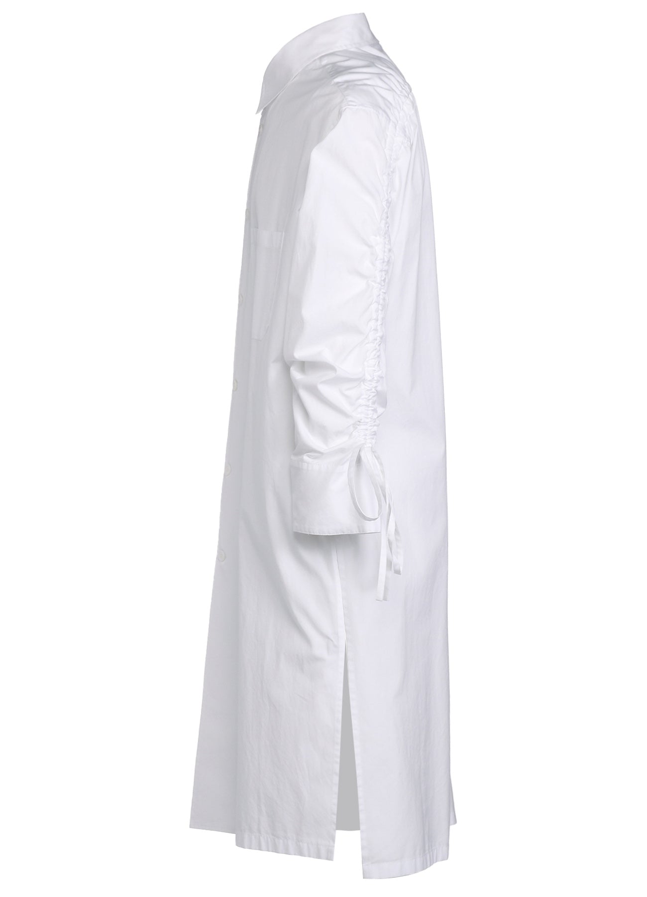 Oversized Long Cotton Broadcloth Shirt with Gathered Strings - Casual Loose Fit Button Down Tunic Top for Women | Perfect for Layering, Beach Cover-Up & Boho Outfits