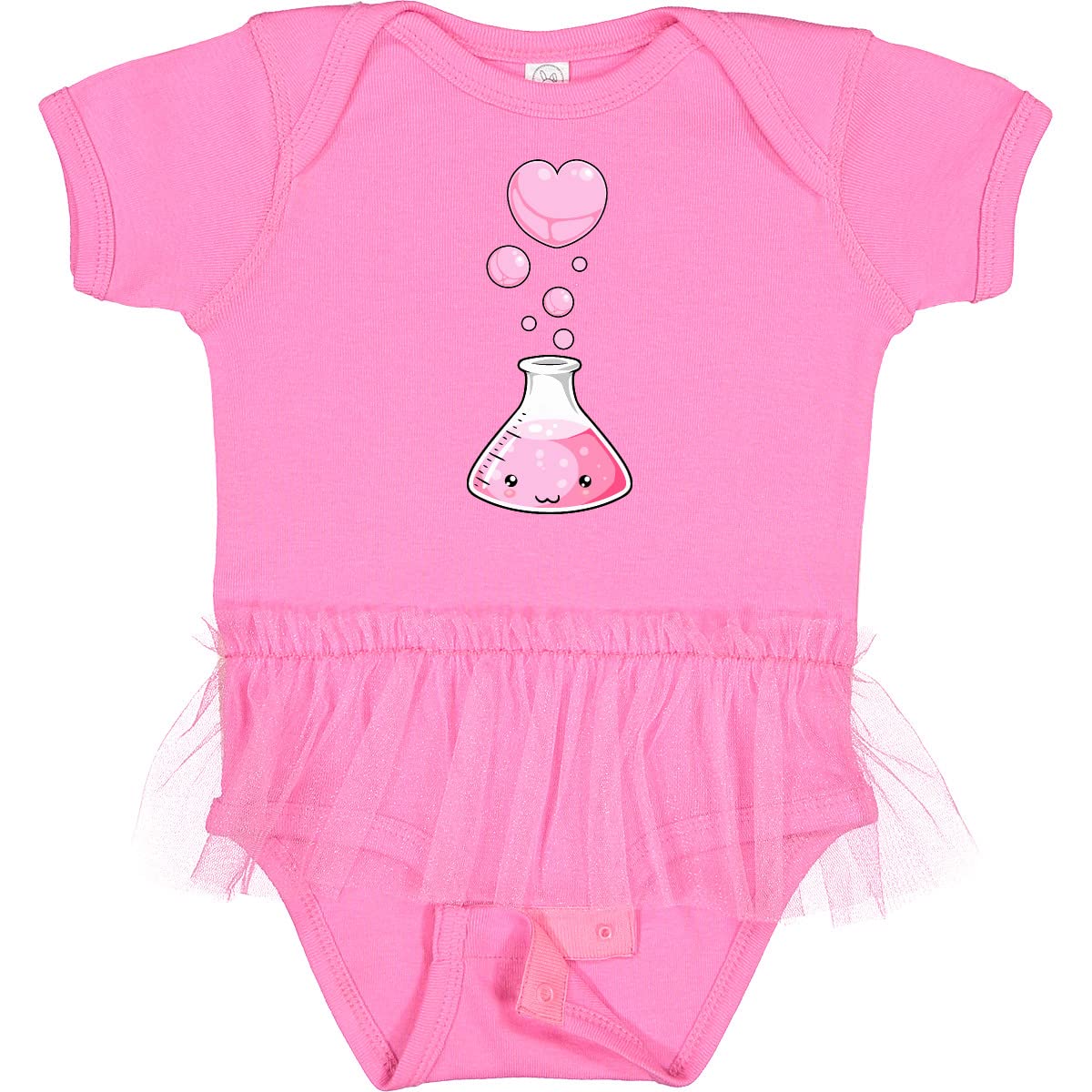 Inktastic Valentine Chemistry Beaker with Heart Bubbles Infant Tutu Bodysuit - Cute Science-Themed Baby Outfit for Valentine's Day, Photoshoots & Special Occasions