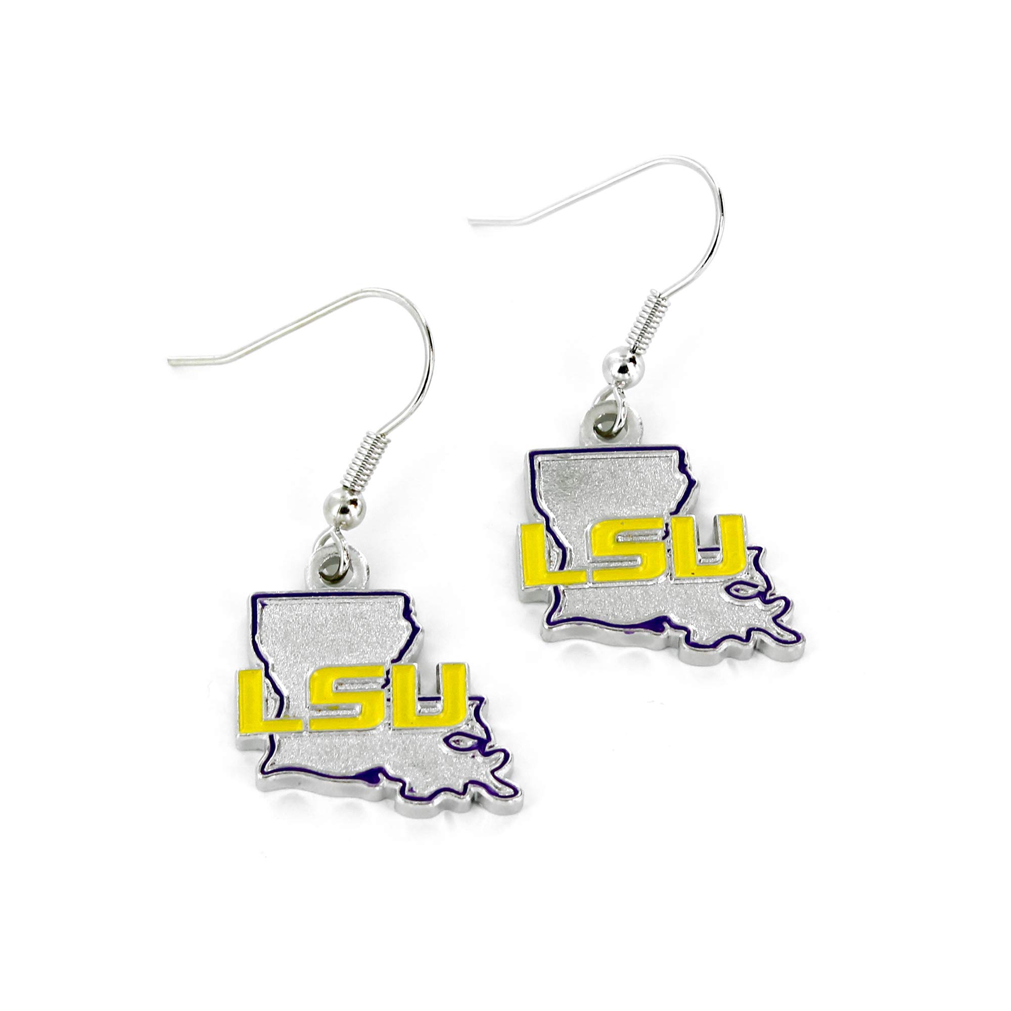 NCAA LSU Tigers Home State Earrings for Women - Gold Plated Louisiana State University Fan Jewelry - Perfect for Game Day, Tailgating & College Pride Gifts