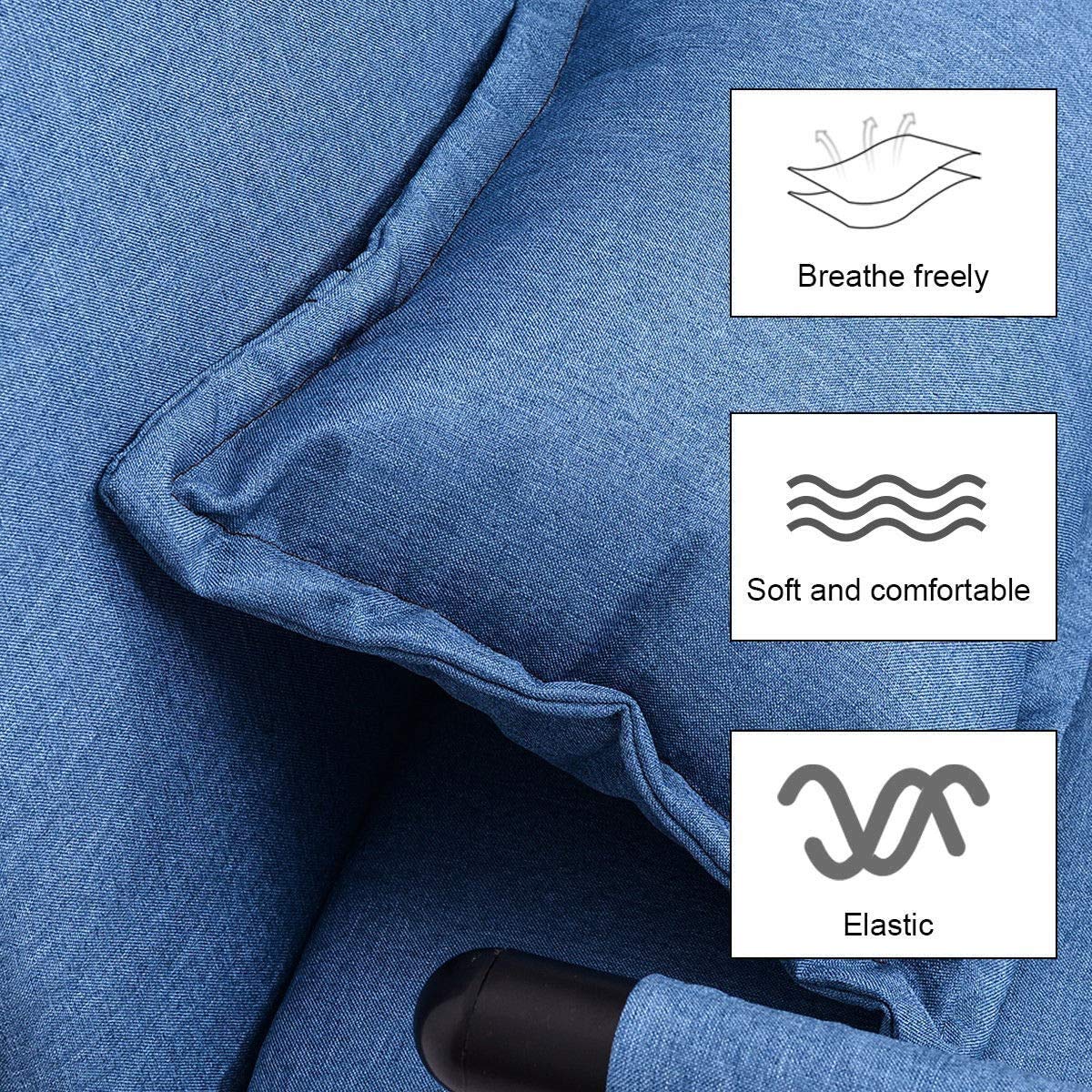 ReunionG Convertible Sleeper Sofa Chair Bed - 5-Position Adjustable Backrest with Pillow, Foldable Arm Lounge Couch for Living Room, Bedroom & Home Office | Perfect for Small Spaces, Guest Sleeping & Relaxing (Blue)