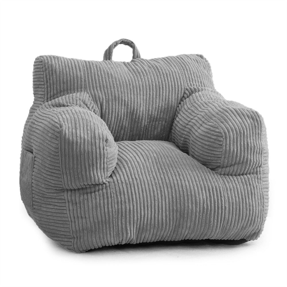 MAXYOYO Kids Bean Bag Chair - Soft Corduroy Armrest Bean Bag Couch for Boys & Girls, Comfortable Seating for Bedroom, Playroom & Reading Nook (Grey) - Perfect for Relaxing, Gaming & Study Time