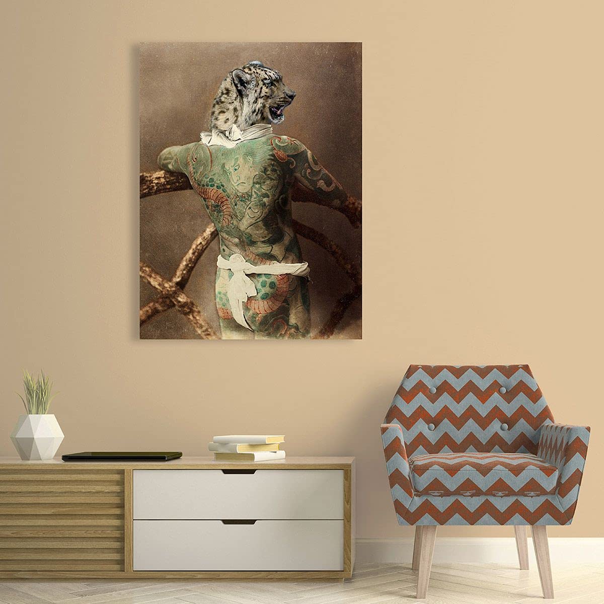 ART PRINT CAFE' - Pop Art Canvas Print - Matt Spencer Traditional Tattoo I Wall Decor - 60x80cm (24x32in) - Perfect for Living Room, Bedroom & Office Decor