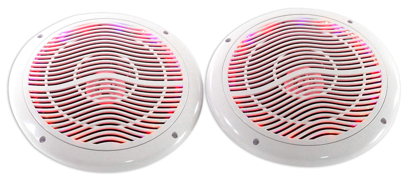 Rockville RMC80LW 8 Inch 1600W White Marine Speakers with Multi-Color LED Lights & Remote Control - Perfect for Boats, Pools, and Outdoor Parties