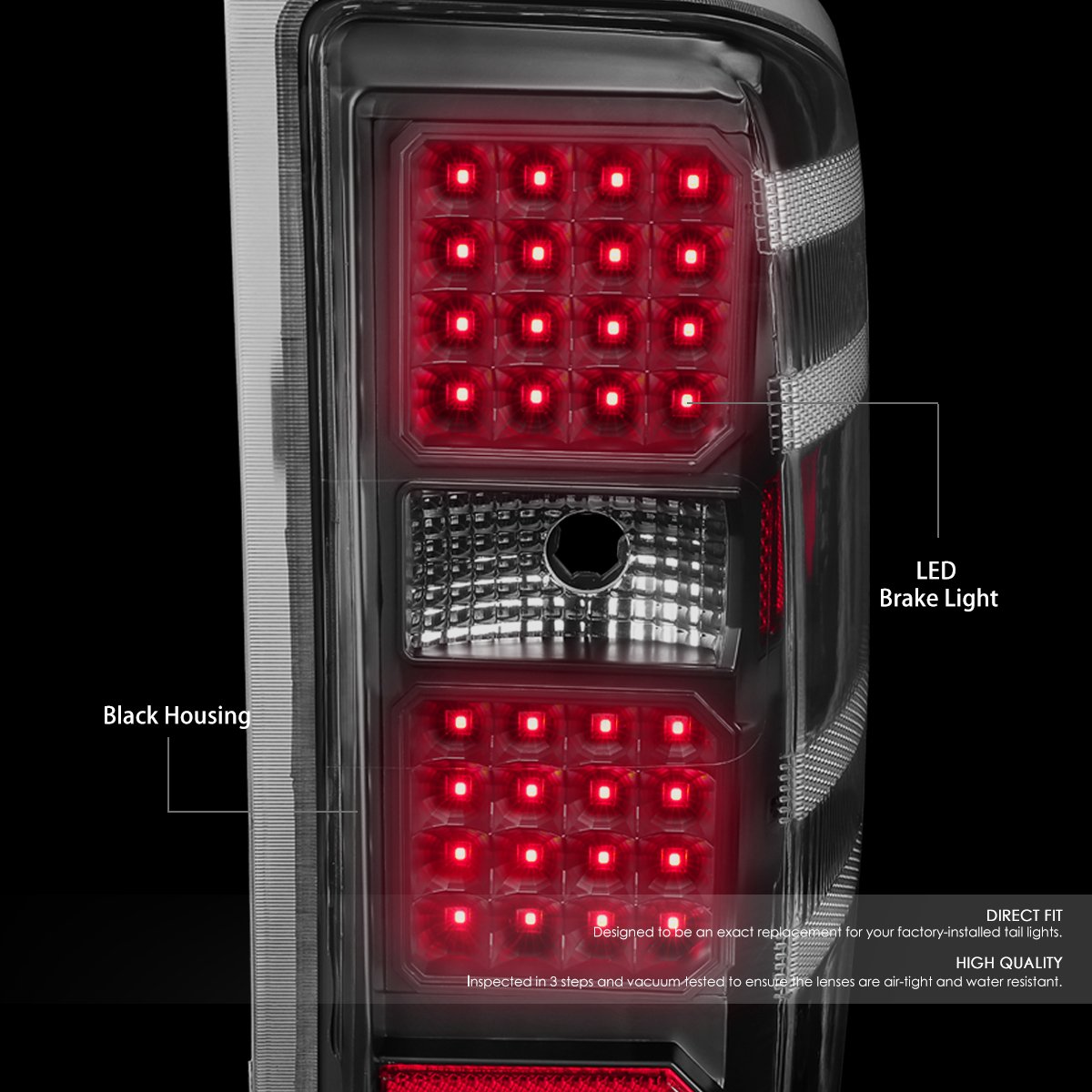 Auto Dynasty LED Tail Lights with Third Brake Light - Compatible with Chevy Silverado 2014-2019, Black Housing & Clear Lens - Upgrade Your Truck's Style & Safety for Night Driving & Towing