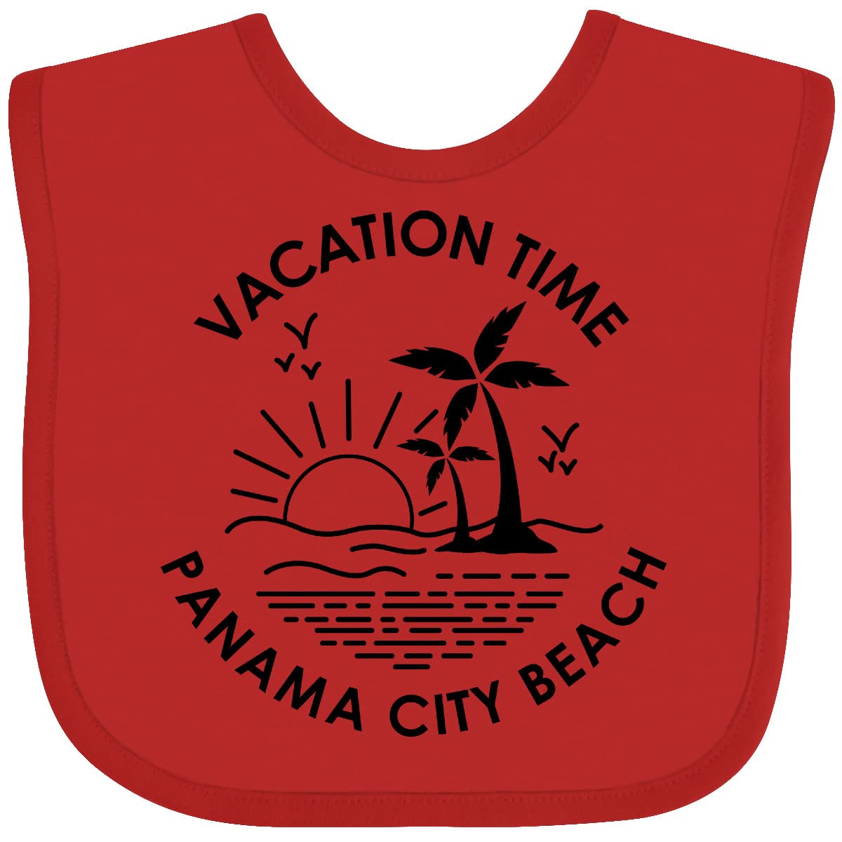 Inktastic Vacation Time in Panama City Beach Baby Bib - Soft Cotton Drool Bib for Infants & Toddlers - Perfect for Beach Trips, Travel & Everyday Use