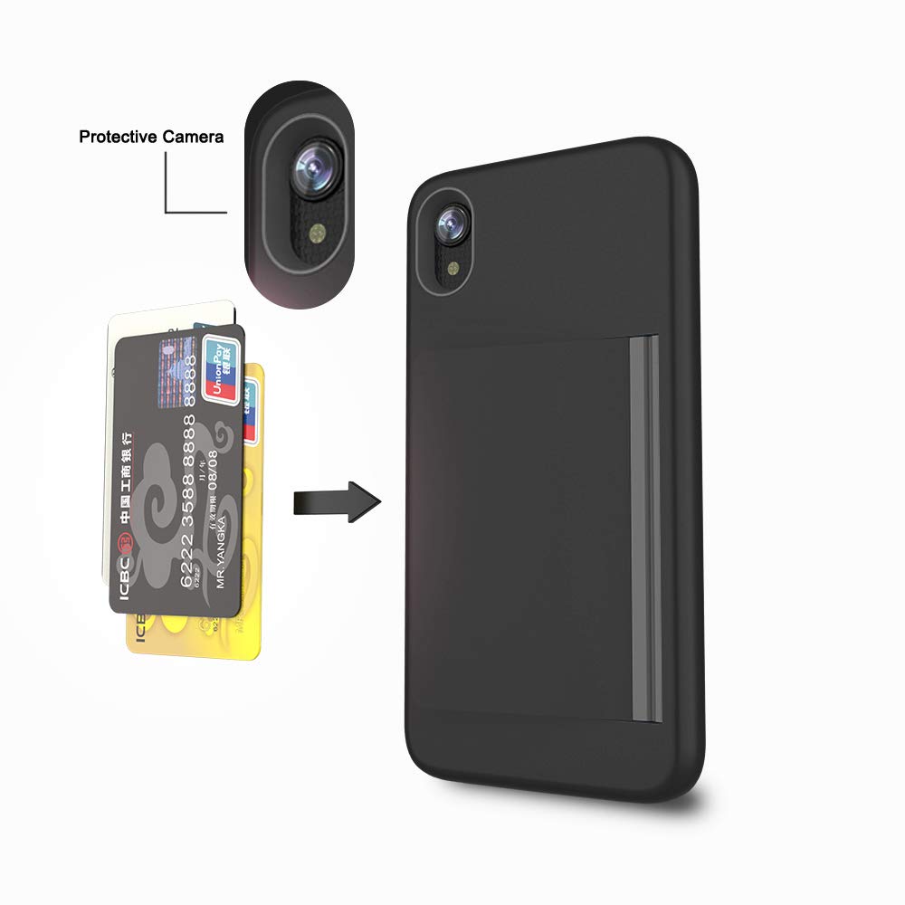 iPhone X/XS Wallet Case with Credit Card Slot & Card Holder - Slim Protective Cover for Daily Use, Travel & Business (Black)