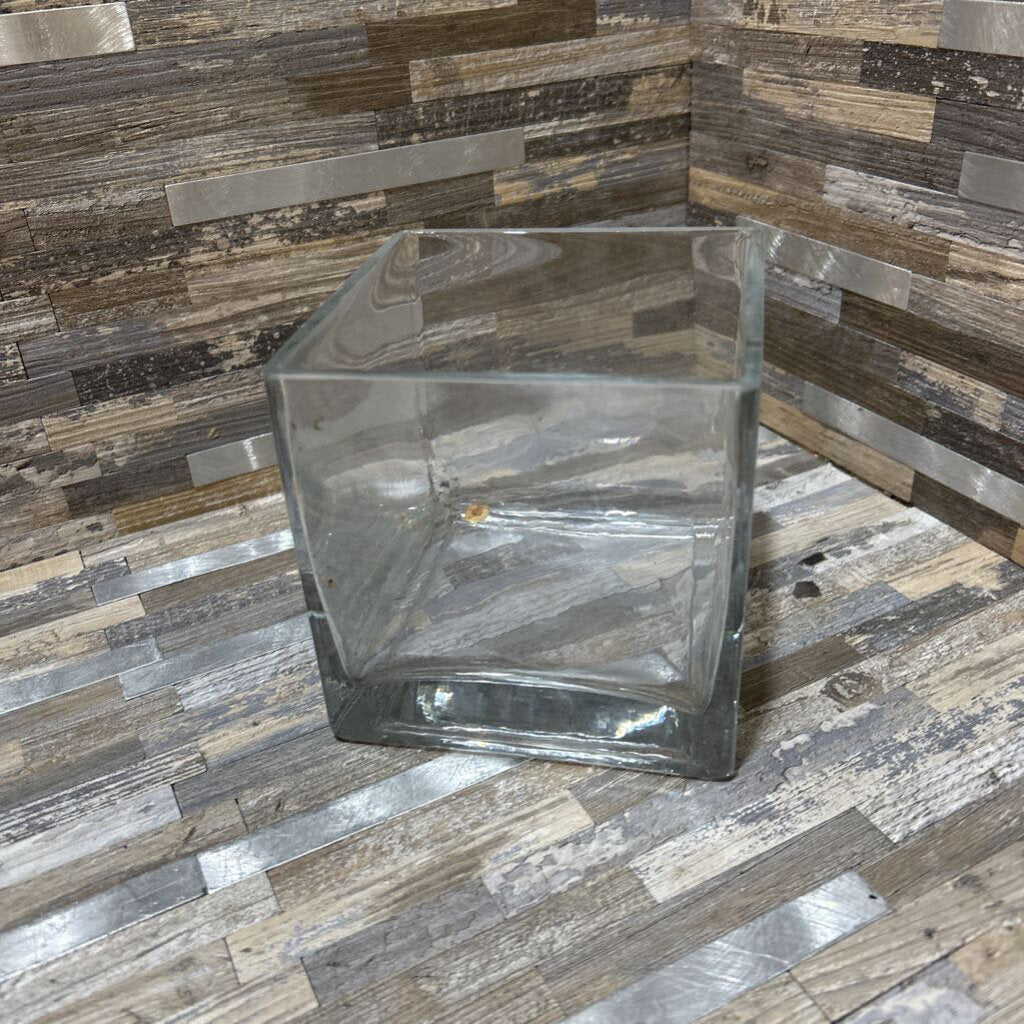 Clear Glass Cube Vase - 5